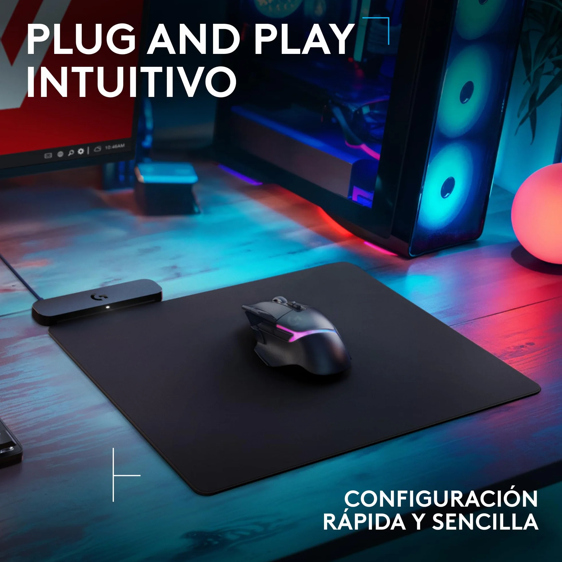 Logitech G POWERPLAY 2, Alfombrilla de ratón con Carga inalámbrica para Ratones para Gaming Logitech G compatibles, 34,5 x 28,4 cm, 3,5 mm de Grosor, para PC/Mac - Negro
