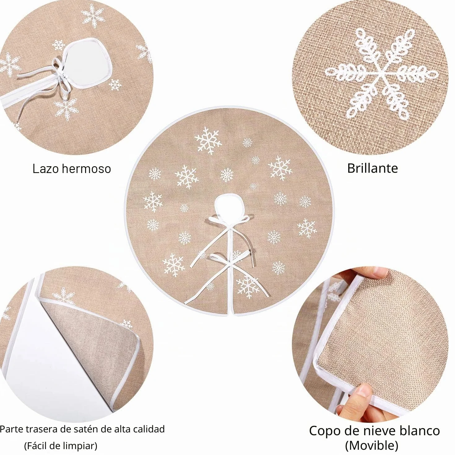 Falda de Árbol de Navidad de Arpillera Blanca con Copo de Nieve 80 cm