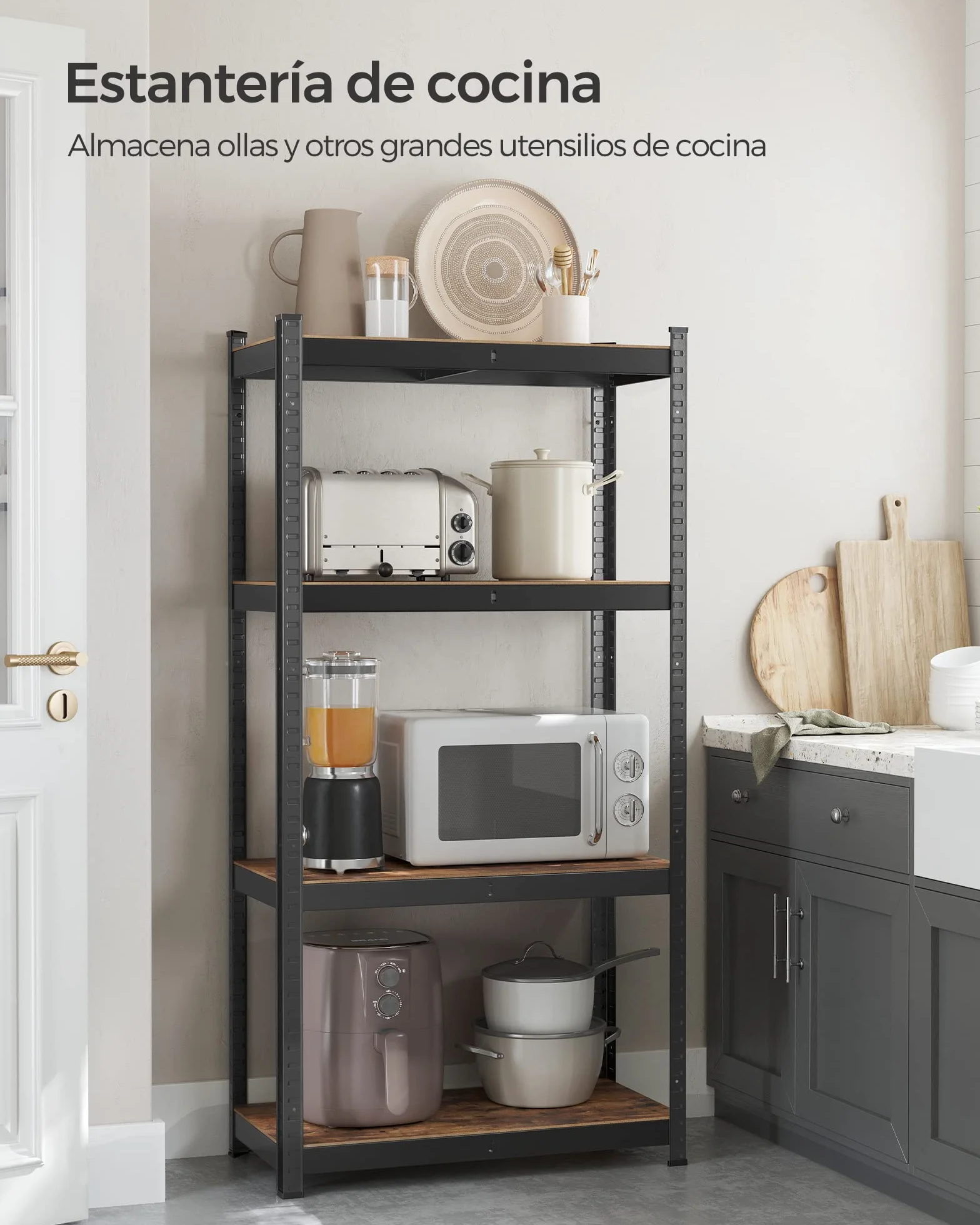 SONGMICS Estantería Industrial 40x80x160 cm 520 kg Ajustable Almacenamiento Marrón y Negro