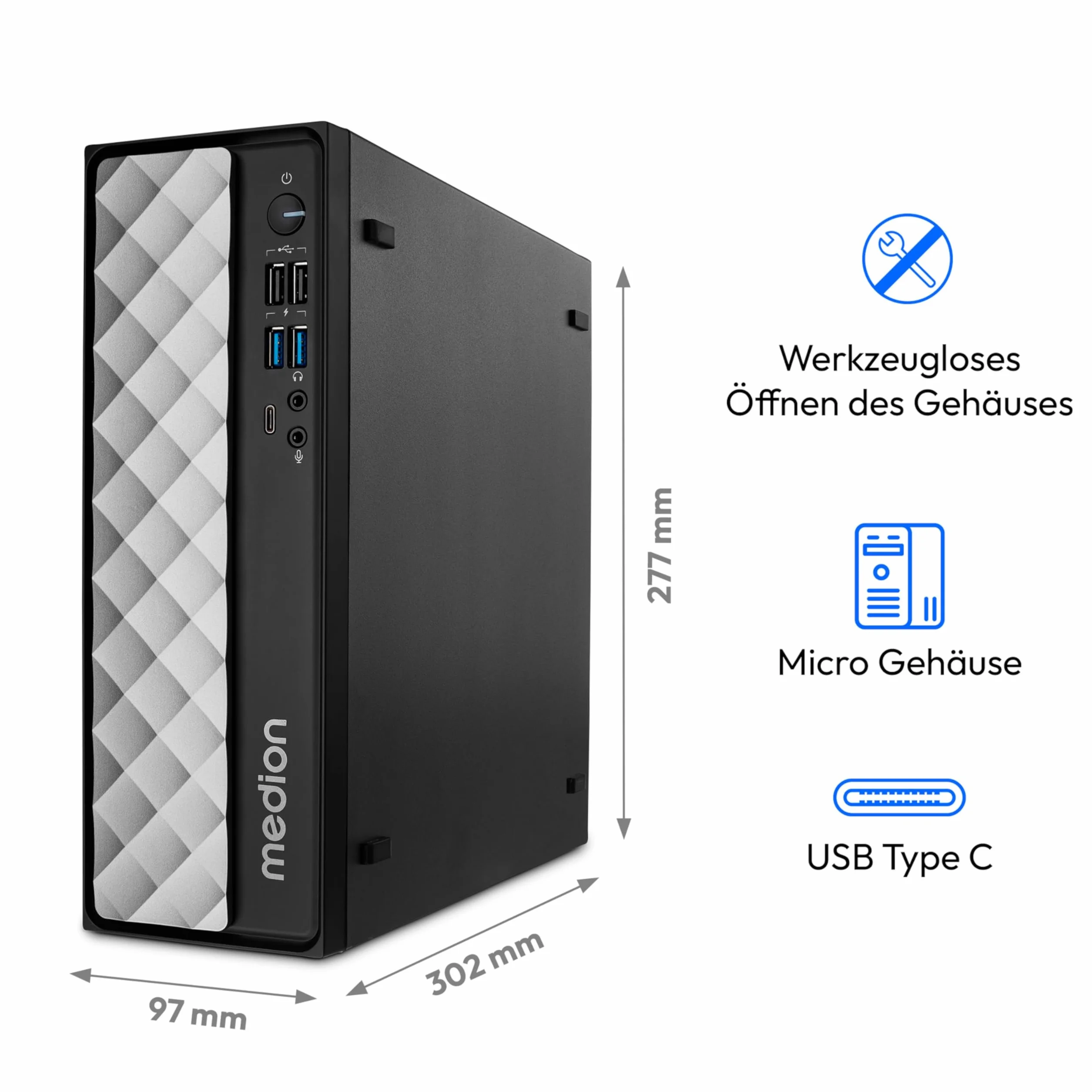 PC de Bureau - MEDION - T80 MD34590 - i7-12650H 2,3GHz - RAM 16Go - SSD 1To - Carte graphique intégrée - Win 11