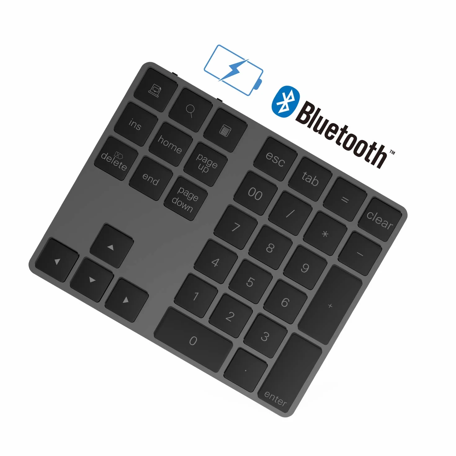 Teclado numérico Bluetooth con múltiples accesos directos de 34 Teclas Teclado numérico Delgado inalámbrico portátil para IP ad/M AC/Laptop/PC Compatible con el Sistema Windows