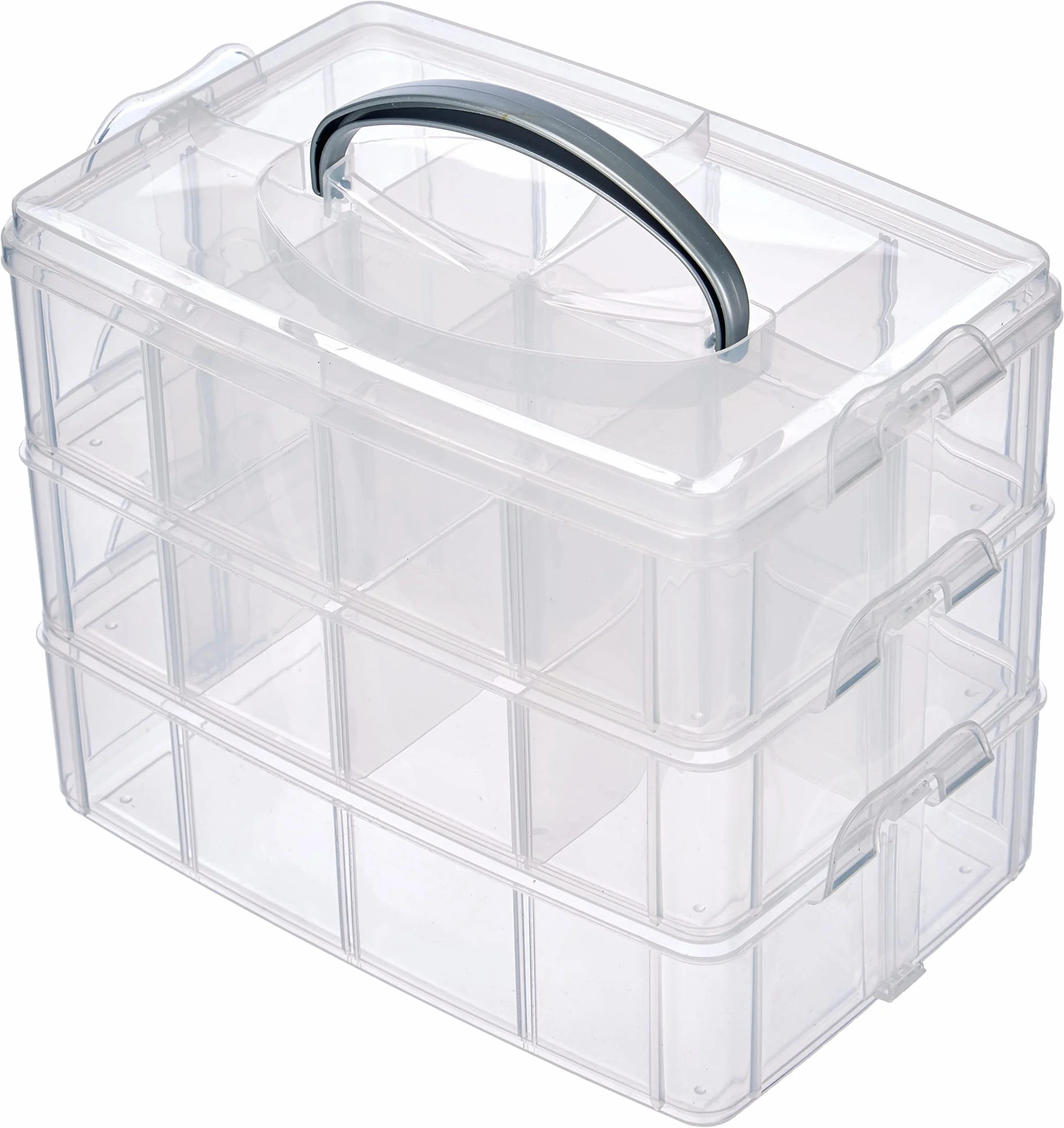 Rayher Caja clasificadora con asa, Surtido, 3 compartimentos, 23,1x15,6x18,5cm