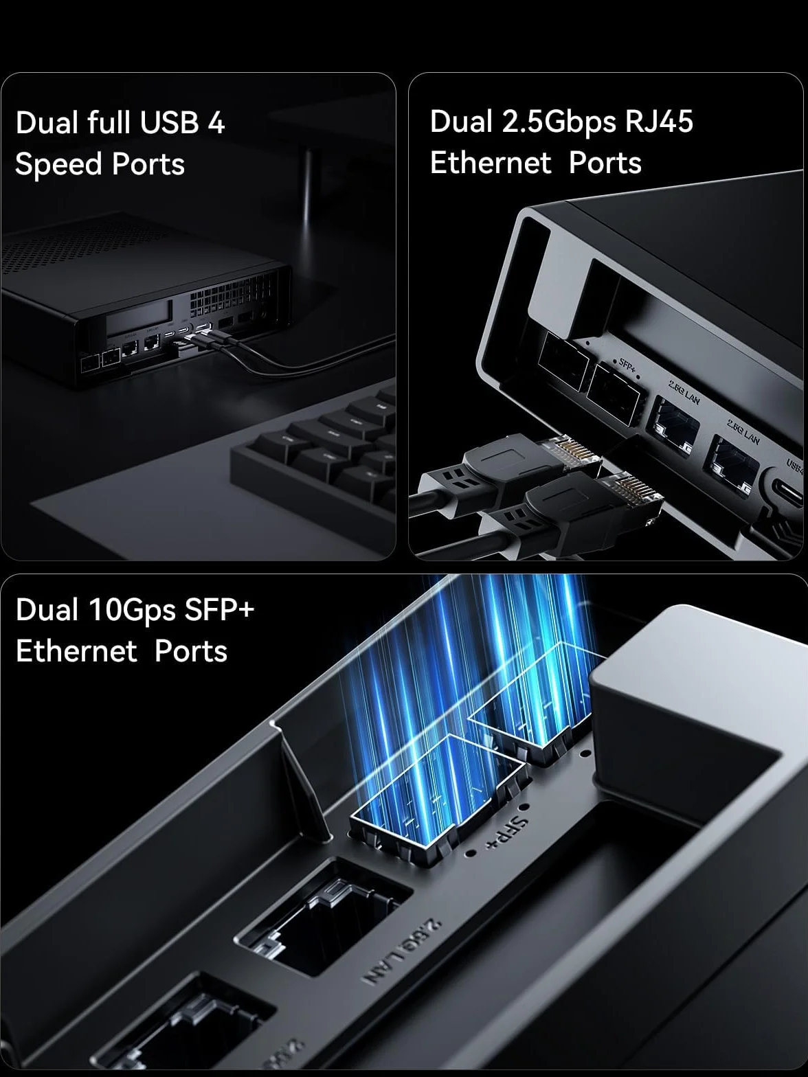 MINISFORUM MS-01 Mini Workstation Intel Core i9-13900H (vPro Enterprise Support) 32Go DDR5 1TB SSD Mini PC,2x 10Gbps SFP+/2x 2.5G RJ45/2x USB4/HDIM/1x PCIe4.0x16 slot/Support 3x M.2 2280/22110/U.2 SSD