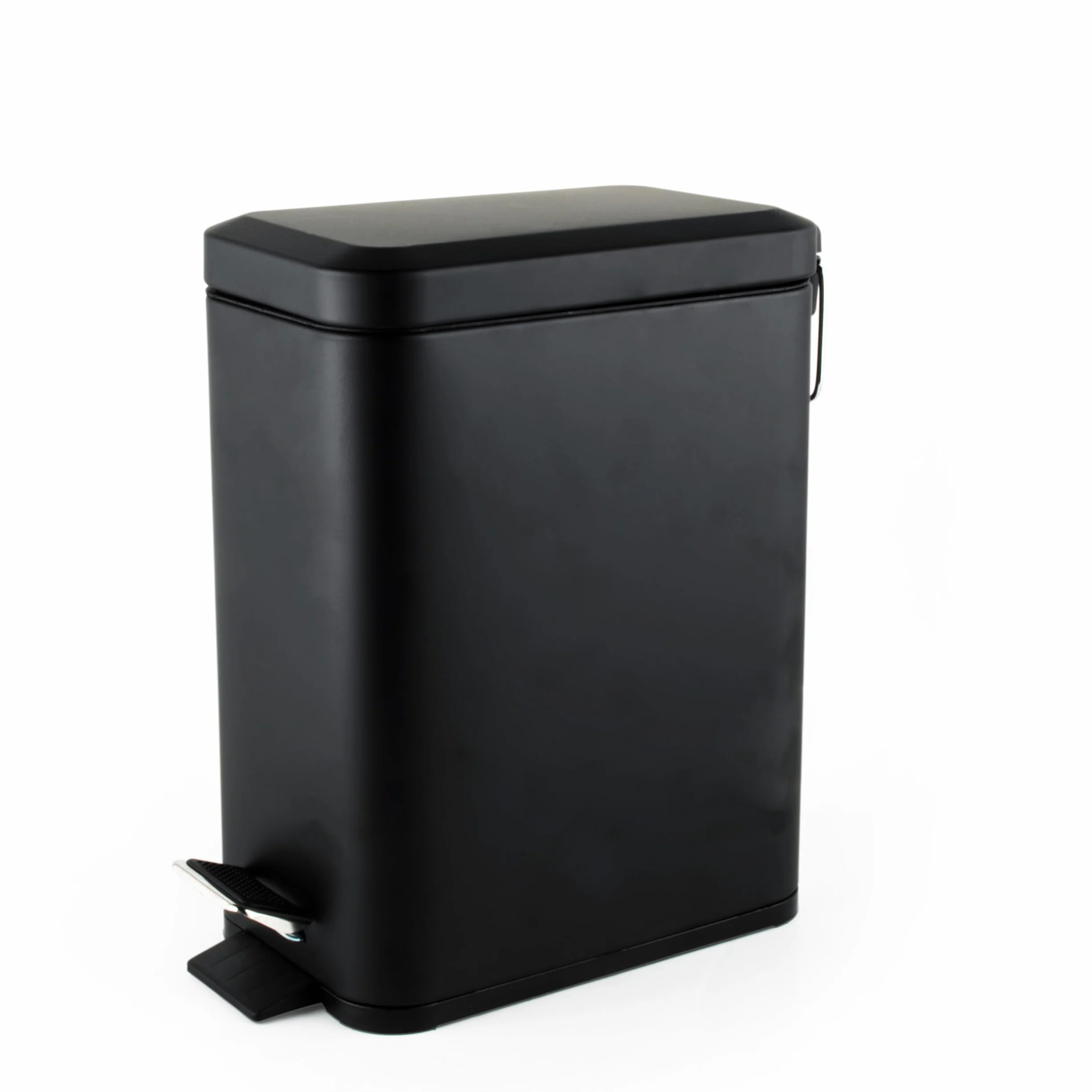 Beldray LA041173BLKFEU7 - Cubo de basura rectangular con tapa de cierre suave, para cocina, dormitorio, oficina, cubo interior extraíble, diseño delgado, asa de transporte portátil, color negro