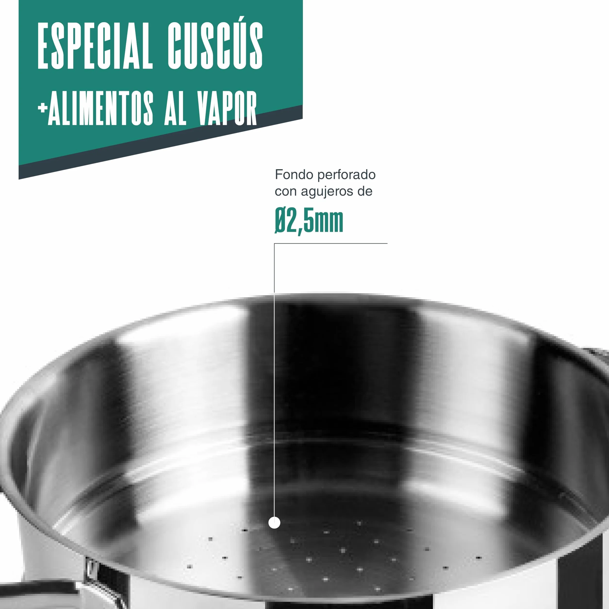 Lacor Cuscusera Basic Acero Inoxidable 18/10 ø20cm Apta para Lavavajillas