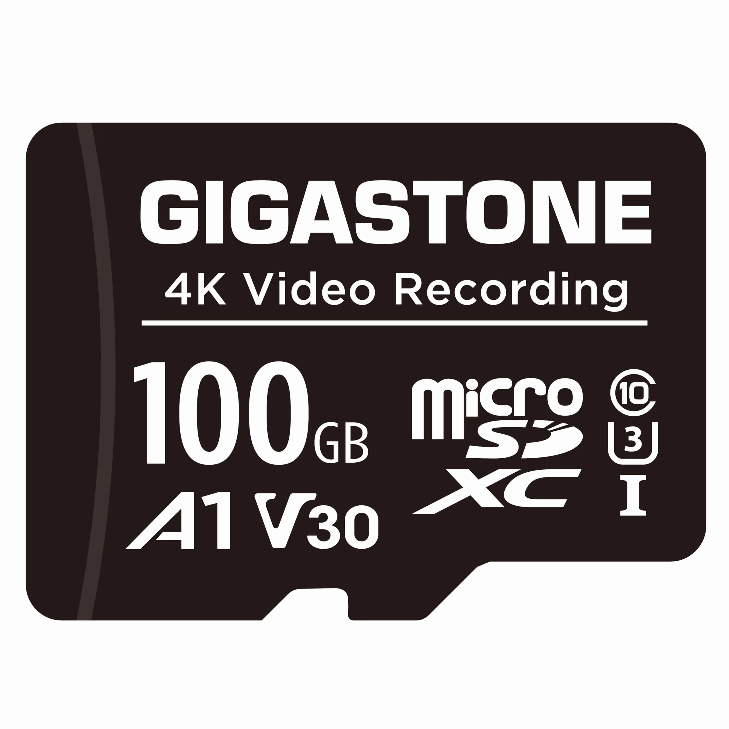 GIGASTONE Tarjeta Micro SD 100GB, A1 V30, Grabación de Video 4K, Compatible con Cámara de Seguridad, Dash CAM y Dron, MicroSDXC UHS-I hasta 100MB/s, con Adaptador
