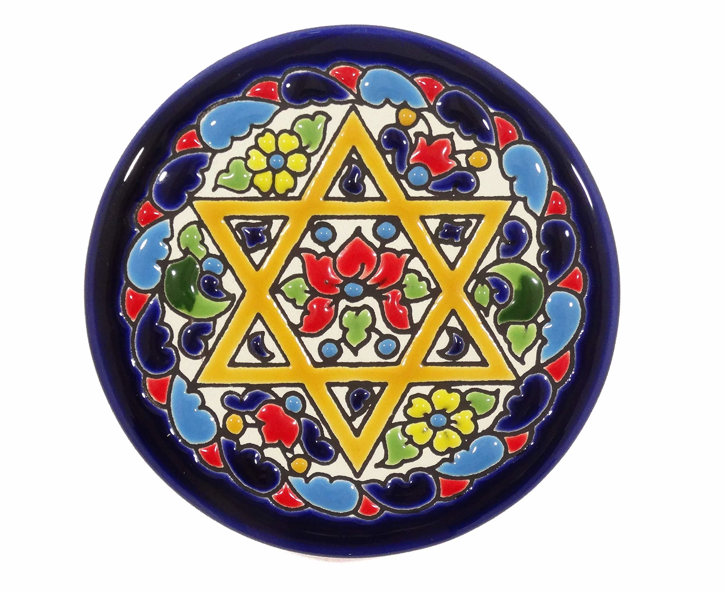 Platos Decorativos para Pared, Cerámica Andaluza, Pintados a Mano, Cuerda Seca 9 CM