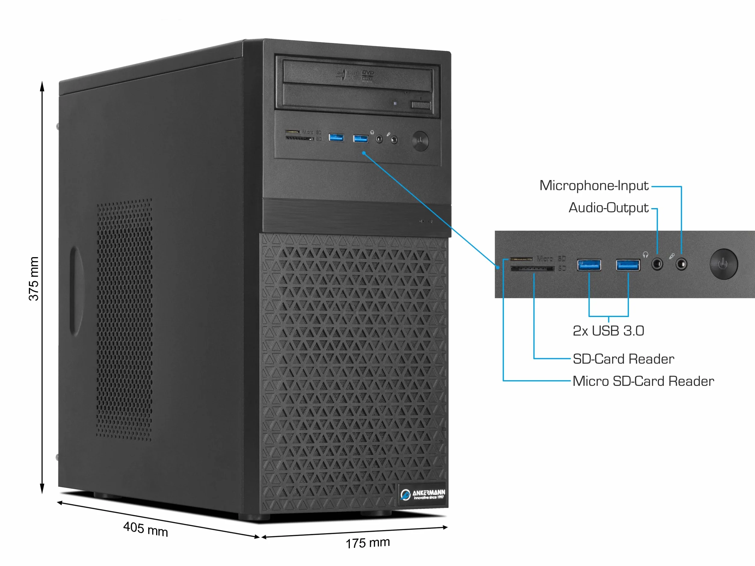 Ankermann Business Office Work V1 | Intel Core i5-10400F | Nvidia GeForce GT 730 4GB | 16GB RAM | 480GB NVMe SSD | Windows 11 | WiFi | MS Office 2024
