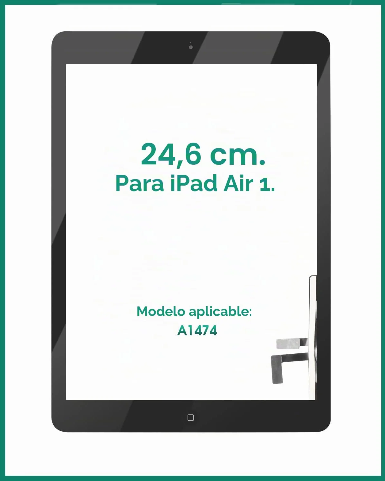 para iPad Air 1 1ª generación de Pantalla táctil digitalizador de Vidrio de Repuesto, para iPad 5 A1474 A1475 A1476 Panel Kit de Piezas de reparación (con botón de Inicio) (Negro)