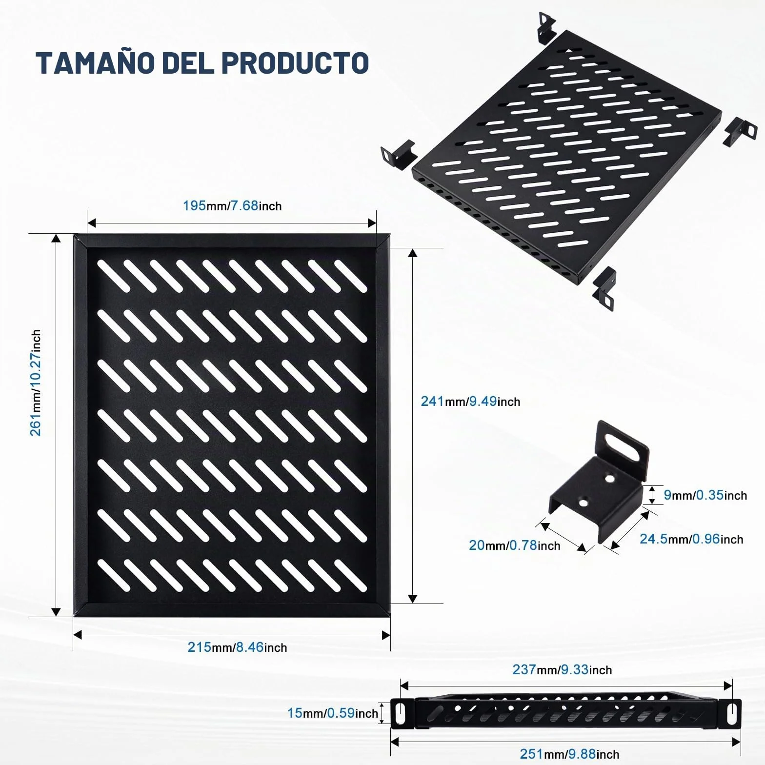 GeeekPi - Estantería para Rack de 25 kg de Alto Rendimiento para Armario de Red DeskPi RackMate T2, diseño Perforado, Capacidad de Carga de 25 kg, Color Negro