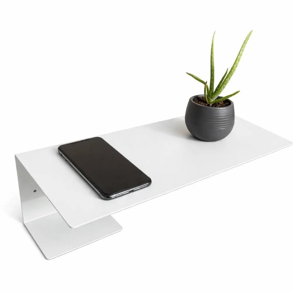 Mesillas de Noche Flotantes Metálicas Pack de 2 – Modelo Kyoto – Estanterías de Pared Modernas en Acero Pintado al Horno Negro/Blanco Fabricadas en España