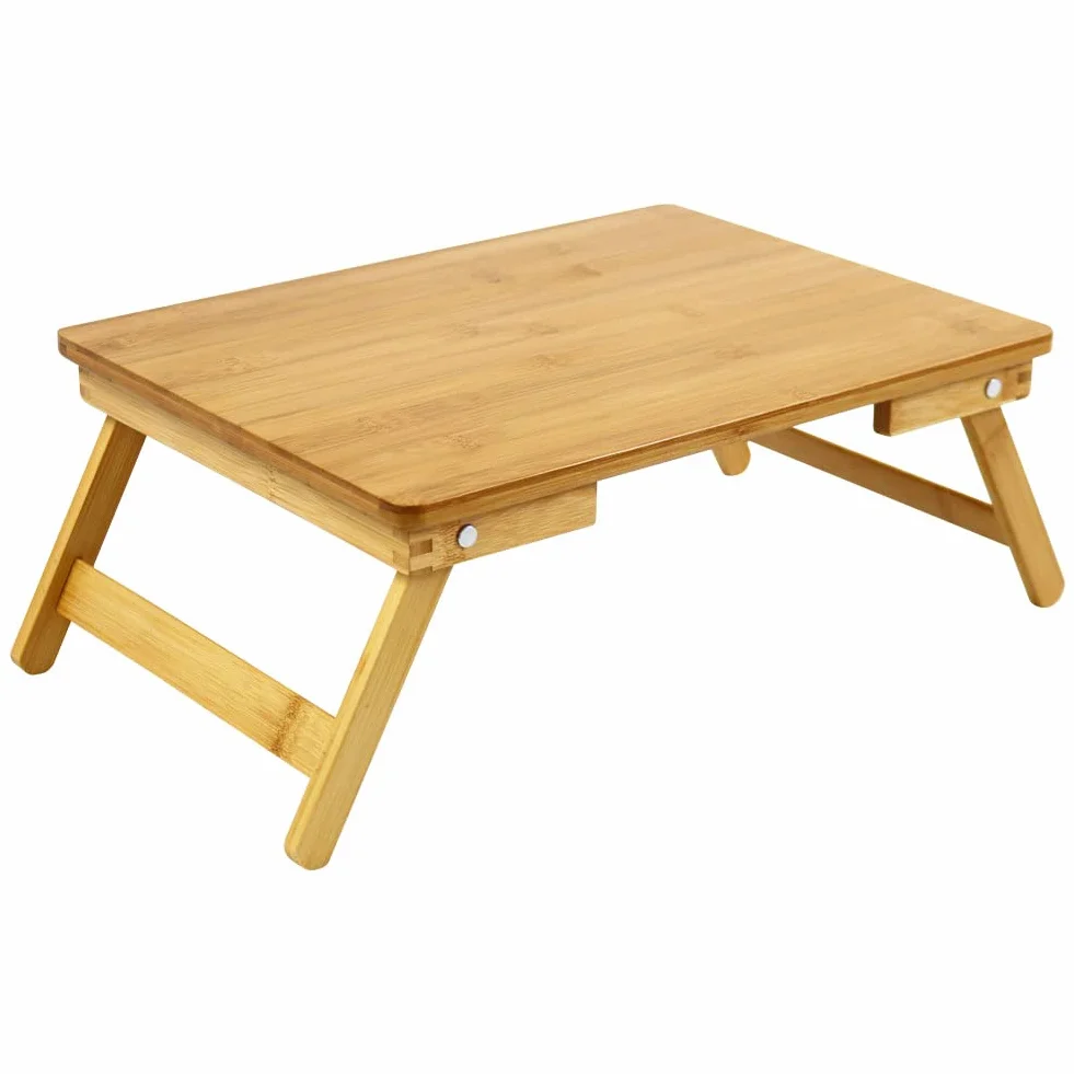 WKWKER Bambú Portátil Mesa De Cama Lap Desk para Cama Desayuno Bandeja De Cama con Patas Plegables Mesa De Cama Portátil para Computadora Snack Estudio De Escritura (Natural)