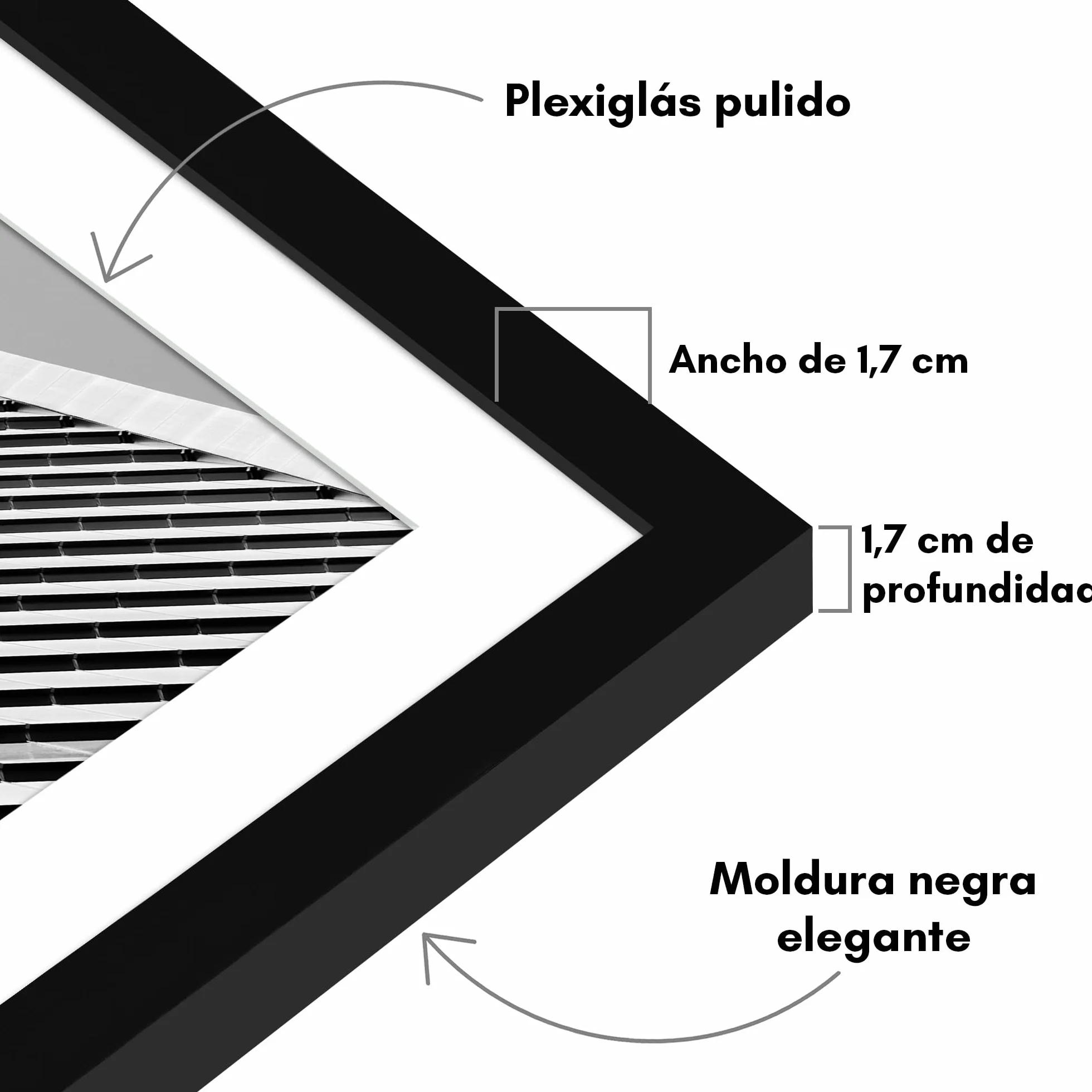 Americanflat Marco de Fotos 35x50 cm Negro con Paspartú - Marco 30x45 cm y 50x35 cm sin Paspartú - Molduras Finas Plástico Resistente