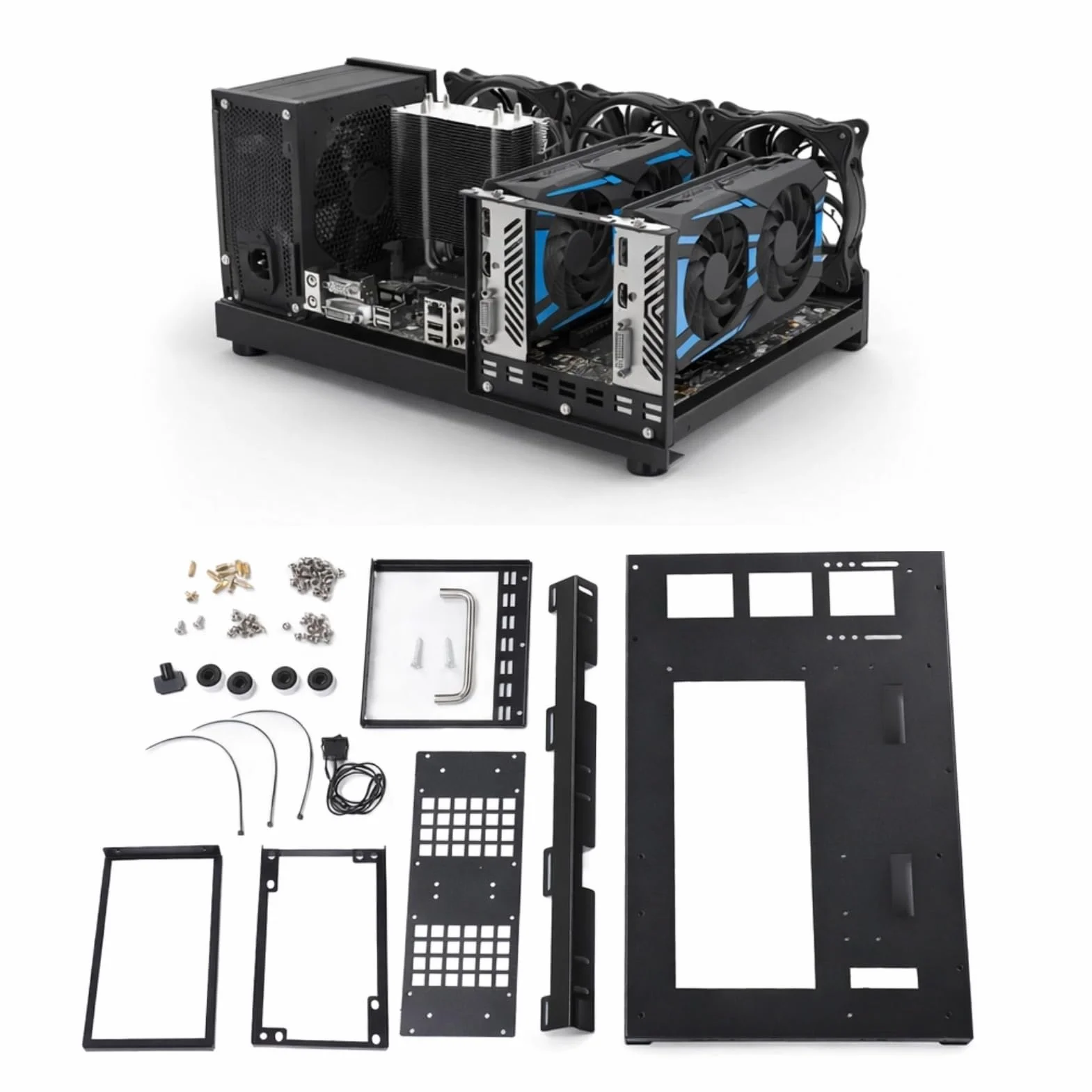 Estante de Caja de Computadora para Juegos de Bricolaje, Potente Placa de Acero de Refrigeración Estante de Caja Abierta para Computadora, Estante de Placa Base Abierta ATX para