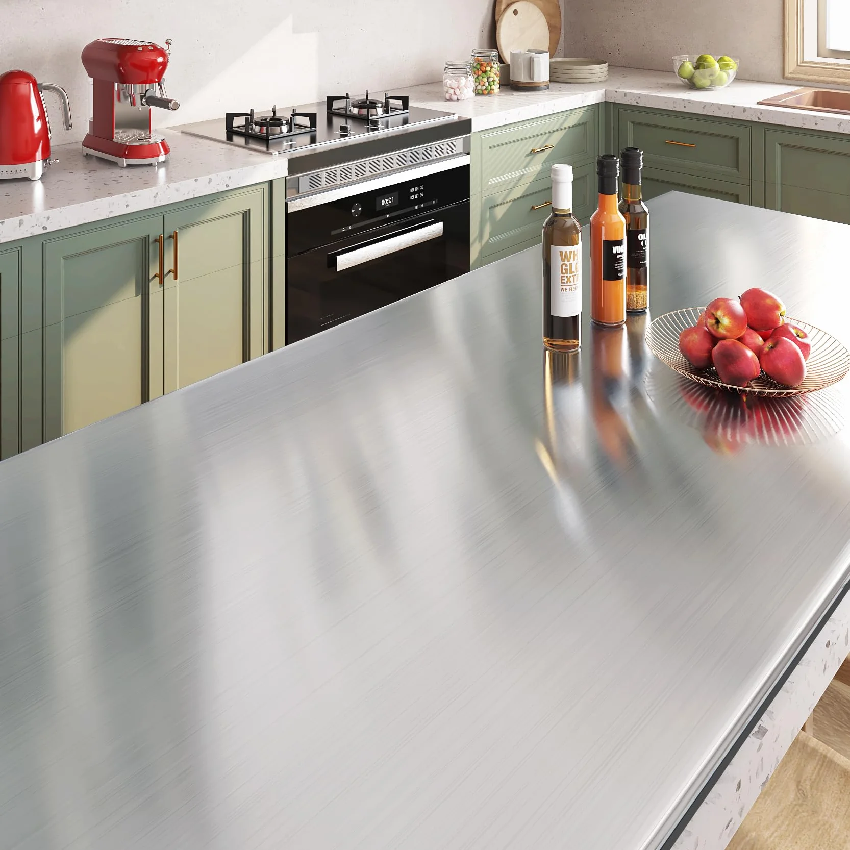 Livelynine Vinilos Acero Inoxidable Neveras Cocina Frigorifico Lavavajillas Protector Pared Antisalpicaduras 40CMX2M