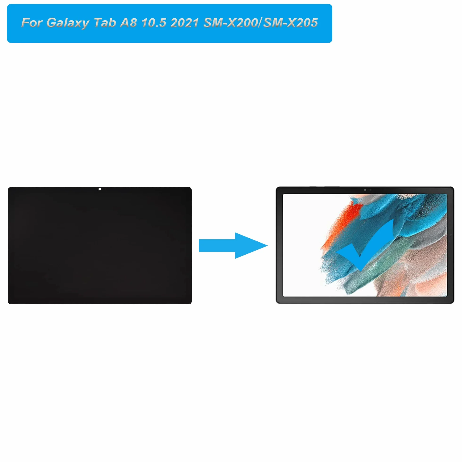 Pantalla táctil de repuesto compatible con Samsung Galaxy Tab A8 10.5 2021 SM-X200, SM-X205 de 10,5 pulgadas, con herramientas