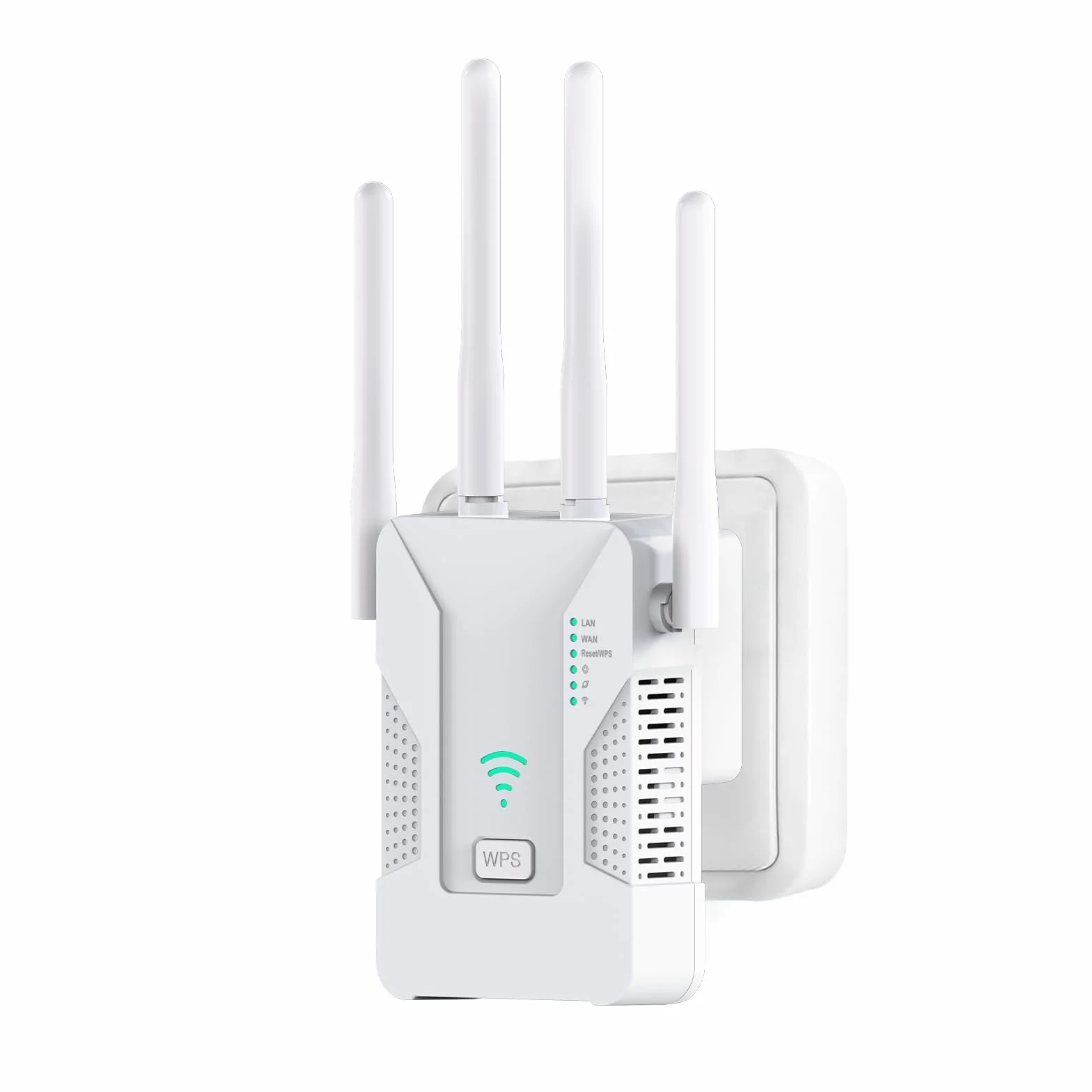 U81 Repetidor WiFi, Amplificador Señal WiFi 300Mbps con 2 Puertos Ethernet y 4 Antenas, Señal Estable y Fuerte, Compatible con Todos los Dispositivos de Red, Modos Ap/Repetidor/Enrutador