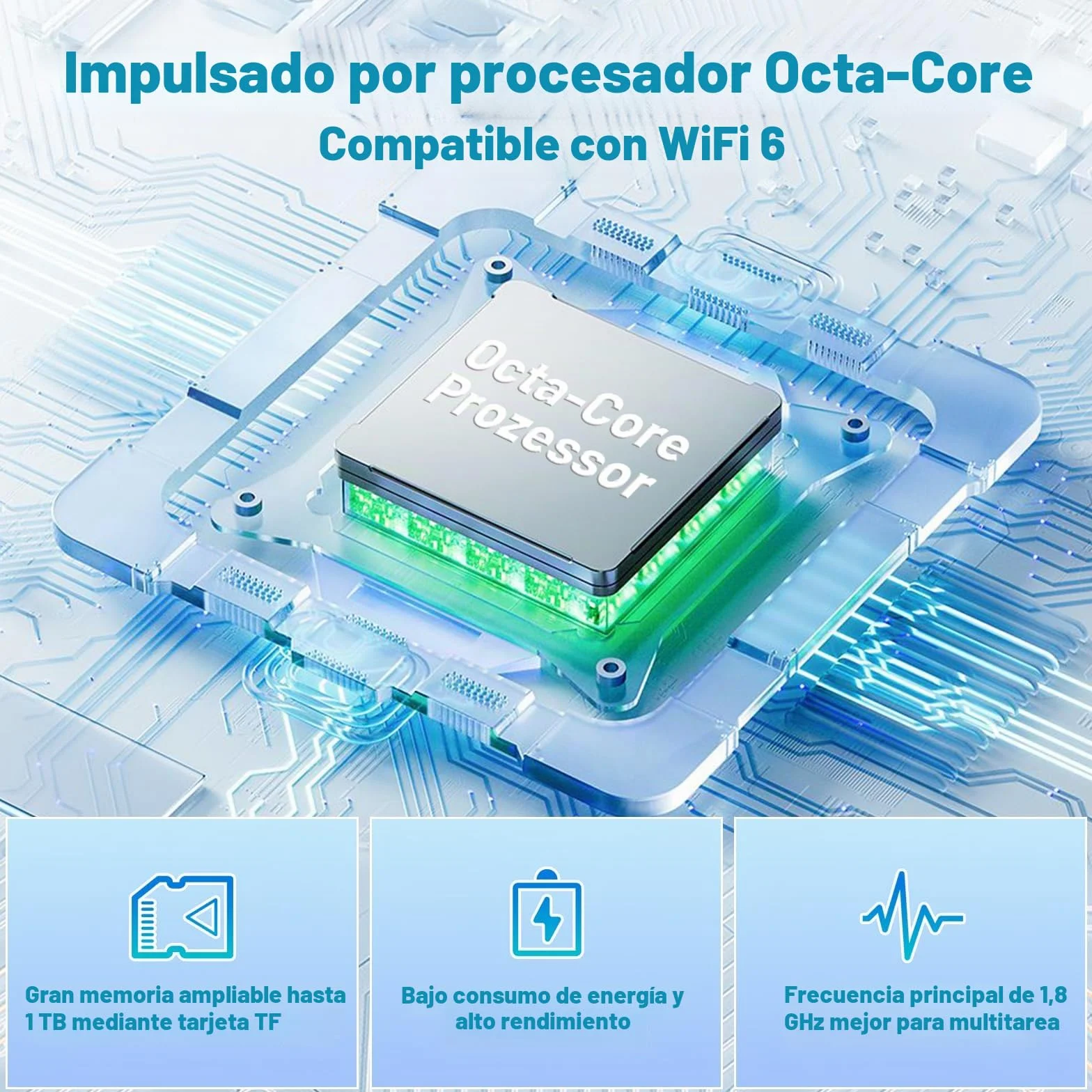 Tablet 10 Zoll Android Octa-Core 8GB RAM 64GB ROM (1TB TF) 1280x800 IPS Pantalla táctil GMS-zertifizierter 5000mAh Tablet PC WiFi 6 Bluetooth 5.4 Widevine L1 Dual-Kamera