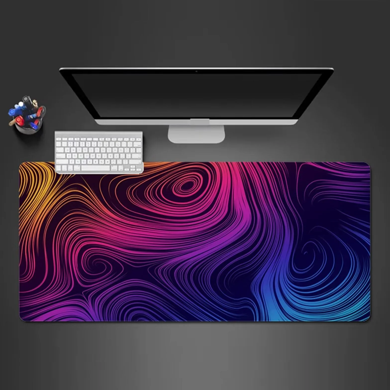 Alfombrilla Raton Gaming XXL 1200x600x3cm Alfombrilla de Ratón Grande Alfombrilla Gaming de Escritorio con Base Antideslizante para Gamers PC y Portátil (Azul Morado)