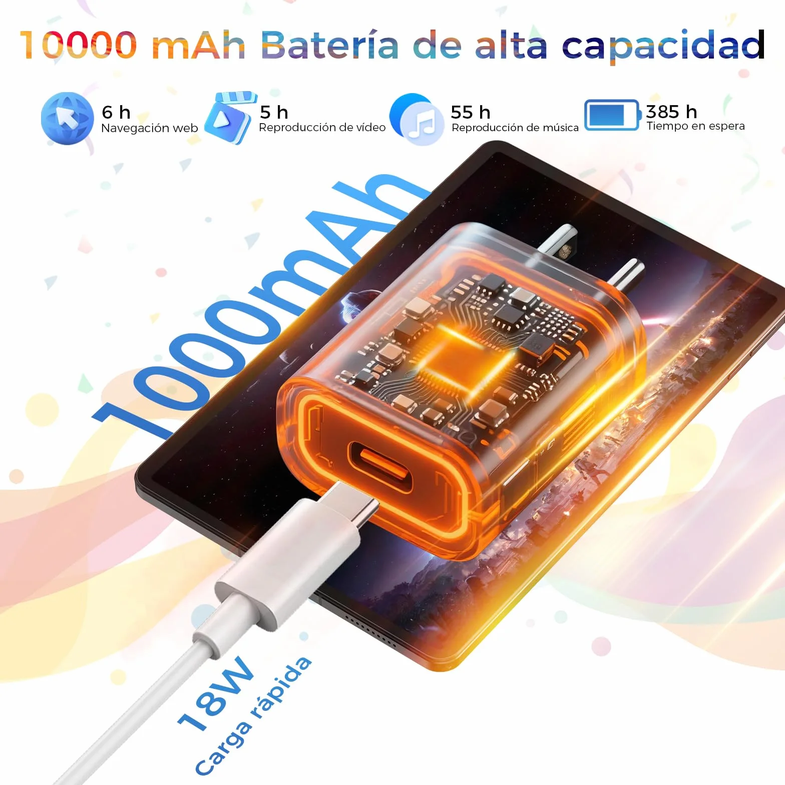Android 16 Tableta,13.4 Pulgadas Tableta Grande Tablet con Octa-Core Processor, 32GB RAM + 256GB ROM, 10000mAh Batería,1920x1200 IPS, 2.4/5Ghz Dual WiFi/5+8MP/GPS/Gemini AI/Widevine L1