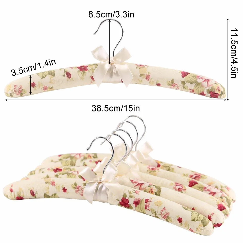 Percha Acolchada 5 Piezas Perchas Florales para Camisa Vestido Suave Colgador de Rack