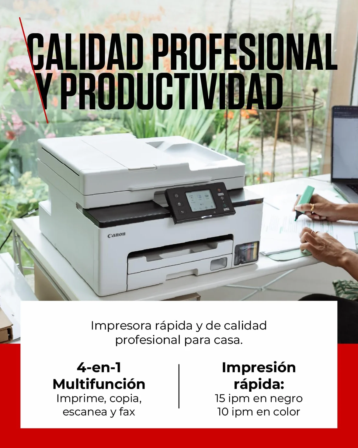 Canon MAXIFY GX2050 – Impresora MegaTank a Color, Copiadora, Escáner y Fax A4 | Hogar y Oficina | Conexión Wi-Fi, Ethernet y USB | Inyección de Tinta | Incluye 6 Botellas de Tinta