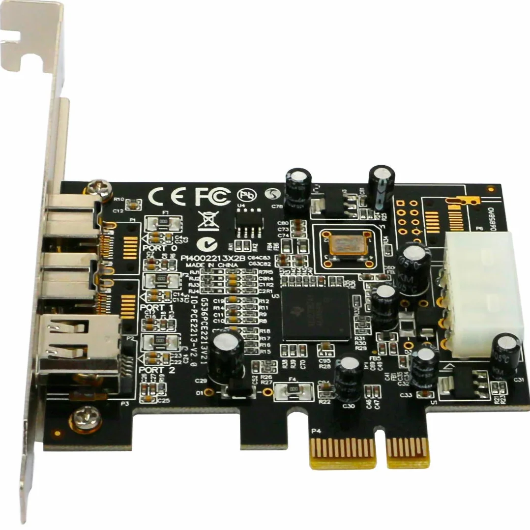 JMT PCIE Combo 3 Puertos 2X 1394B 9Pin 1x 1394A 6Pin PCI-Express Adaptador de Tarjeta FireWire Expansión IEEE 1394 B A para FireWire 800