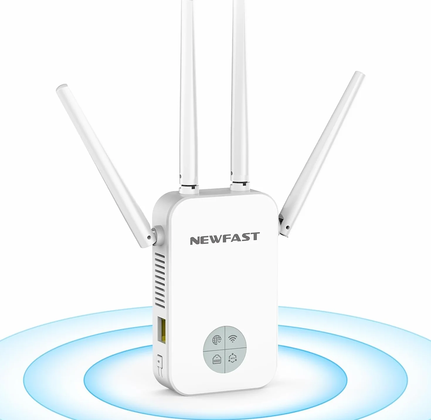 NEWFAST Repetidor WiFi Amplificador Señal WiFi 1200Mbps 5GHz Extensor Wi-Fi para Casa/Oficina, AC1200 Wi-Fi Extender Doble Banda 4X Antenas de Alta Ganancia, Puerto Ethernet, 5 Modos, WPA/WPA2