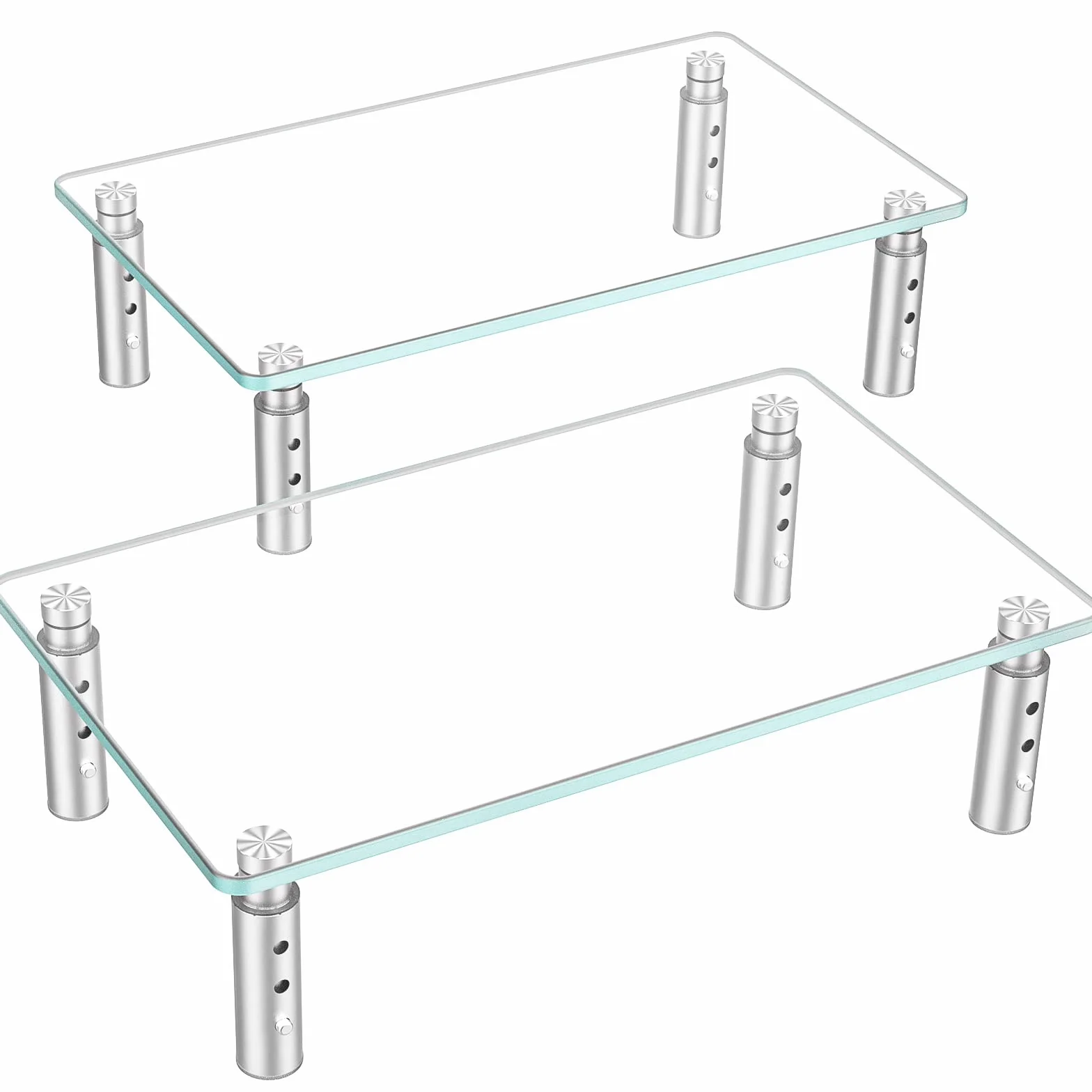 Hemudu 2 Soportes para Monitor, Elevadores de Monitor de Altura Ajustable, Soporte Monitor Escritorio para Computadora, Elevador Pantalla Ordenador, Grueso Vidrio Templado