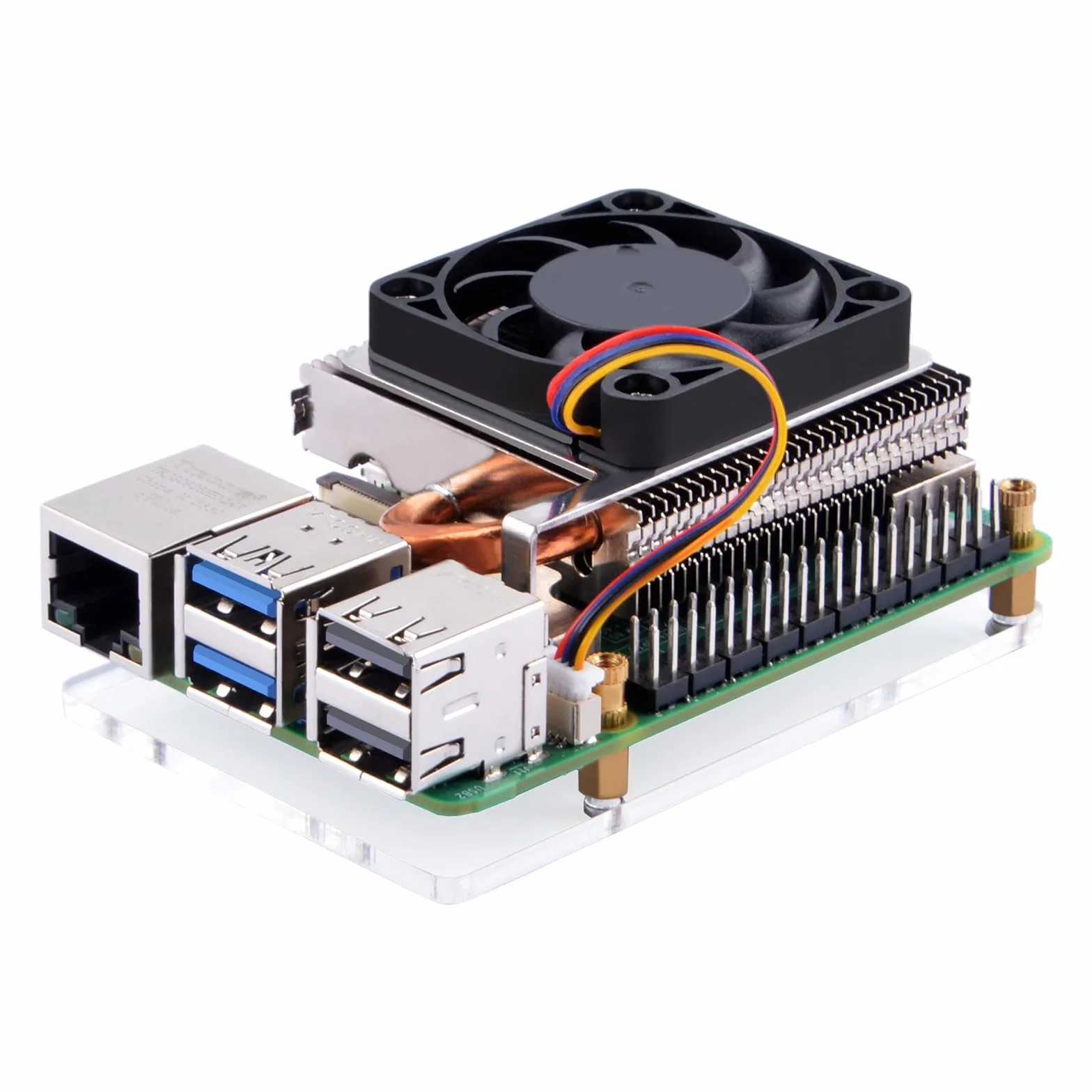 GeeekPi Ultra Thin Ice Tower Cooler para Raspberry Pi 5, radiador activo de aluminio con ventilador PWM de 40 x 40 x 7 mm para Raspberry Pi 5 4 GB/8 GB/16 GB