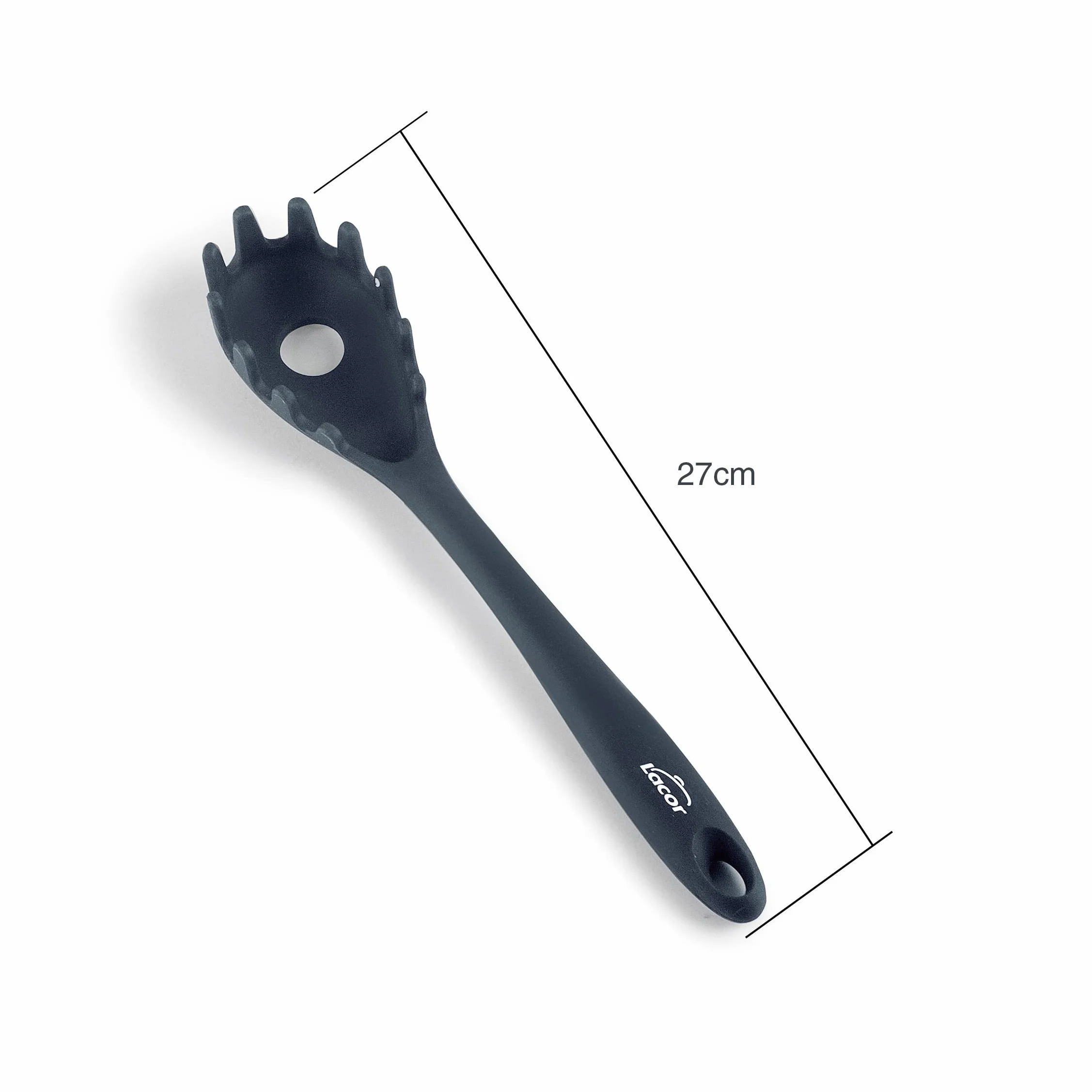 LACOR Servidor de Espaguetis Grey Cuchara Pasta Silicona Antiadherente Resistente Altas Temperaturas 27 cm