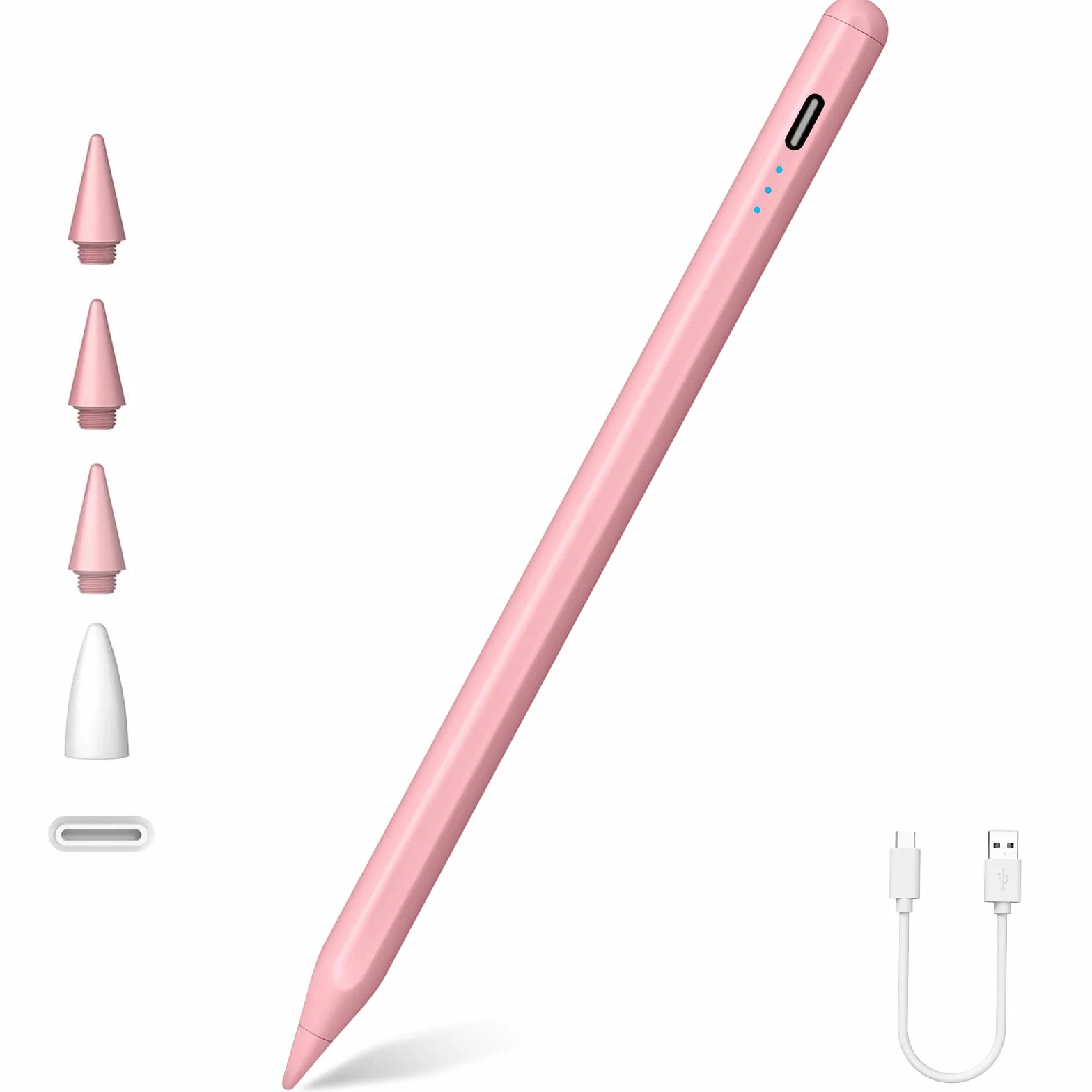 Lápiz para iPad 2018-2025, Carga Rápida, función de inclinación, Rechazo de Palma Pencil para iPad A16 11.ª/10.ª/9.ª/8.ª-6.ª generación, Air M2 M3 11/13/5.ª-3.ª, Pro 12,9/13/11 M4, Mini A17 Pro/6/5