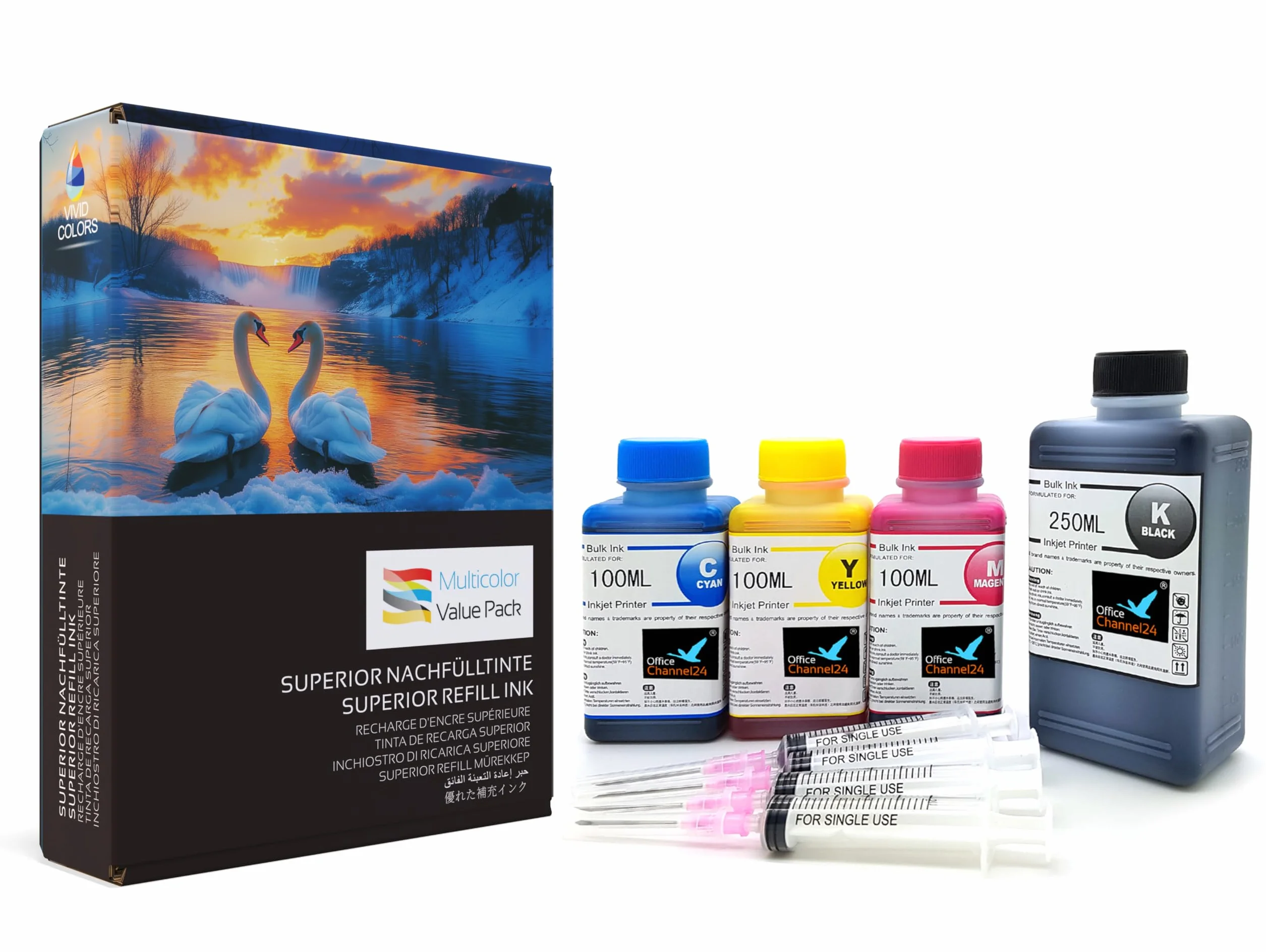 Kit de Recarga de Tinta 550 ml Compatible con Cartuchos Canon PG-560 XL y CL-561 XL – Apto para Canon Pixma TS5350 TS5351 TS5352 TS5353 TS5355 TS7450 TS7451