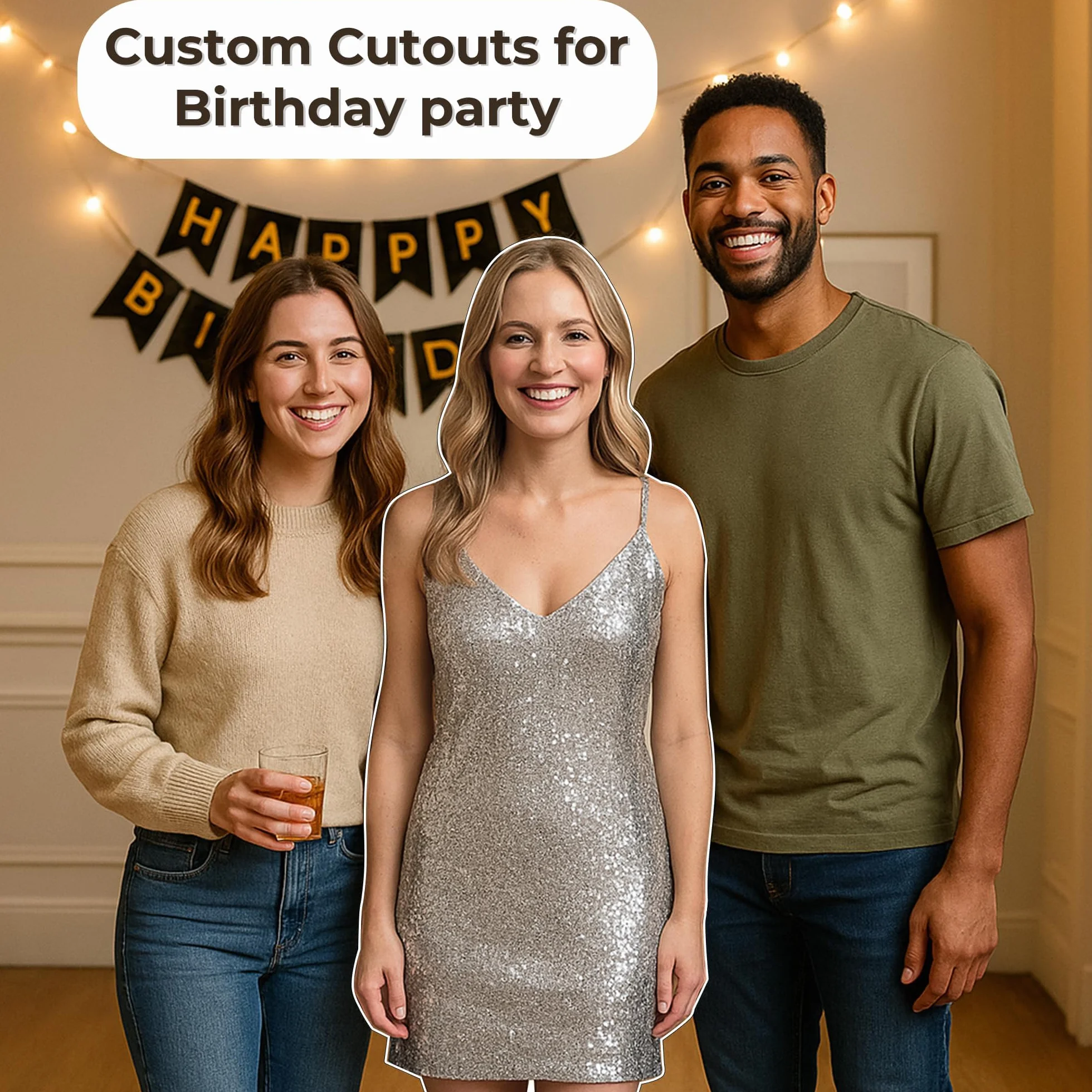 Recorte de cartón Personalizado a tamaño Real | Soporte de Alta resolución | Sube tu Propia Foto 1-8 pies