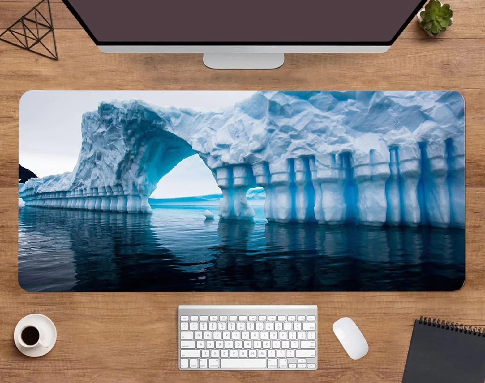 Alfombrilla Ratón XXL 1000x500x3mm Mouse Pad Grande Gaming,Alfombrilla Antideslizante,Tapete Escritorio con Bordes Cosidos,Alfombrilla Ratón para Jugadores, PC, Oficina, Paisaje de Icebergs