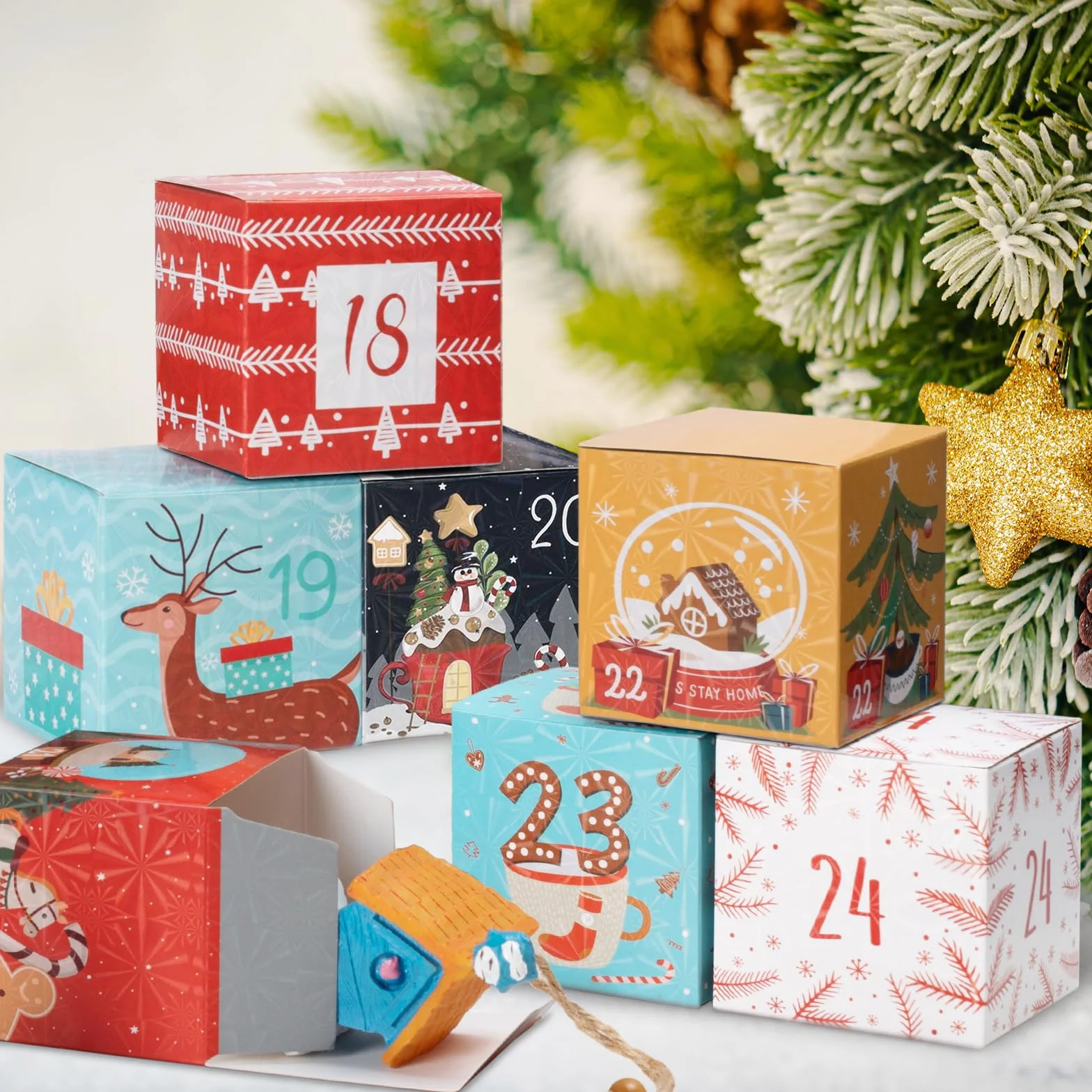 Calendario de Adviento DIY Vacío con Números 24 Cajas Personalizable Navidad 2025