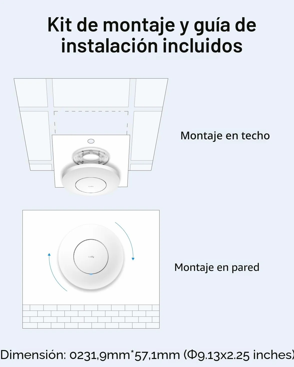 Cudy AX3000 2.5G WiFi 6 Punto de Acceso inalámbrico, 2.5Gbps RJ45, solución WiFi Comercial con Malla, MU-MIMO, Alimentado por PoE o CC, Cudy Mesh y App Soporten, AP3000