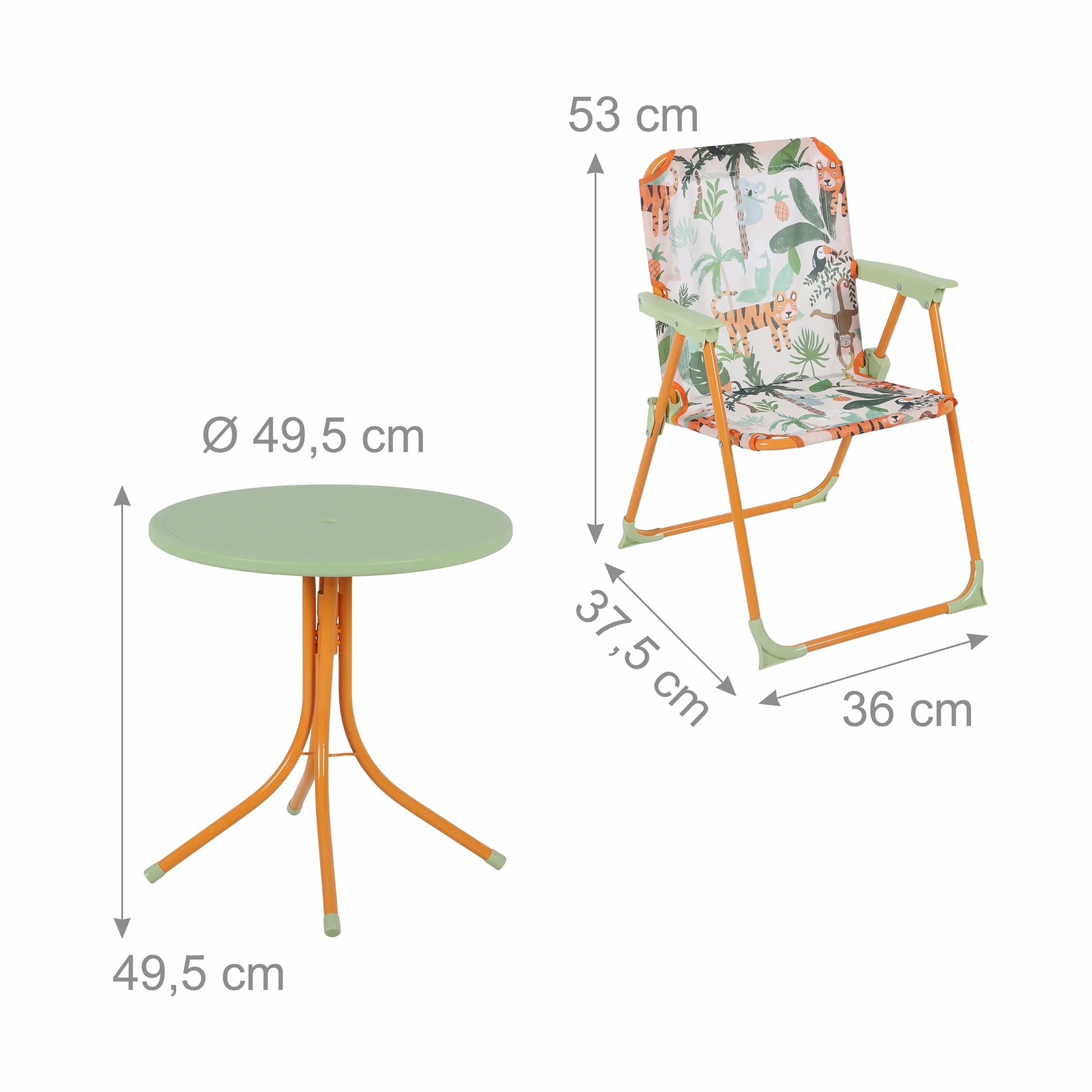 Relaxdays Mobiliario Infantil Jardín Sombrilla Sillas Plegables Mesa Niños 126x100x100 cm