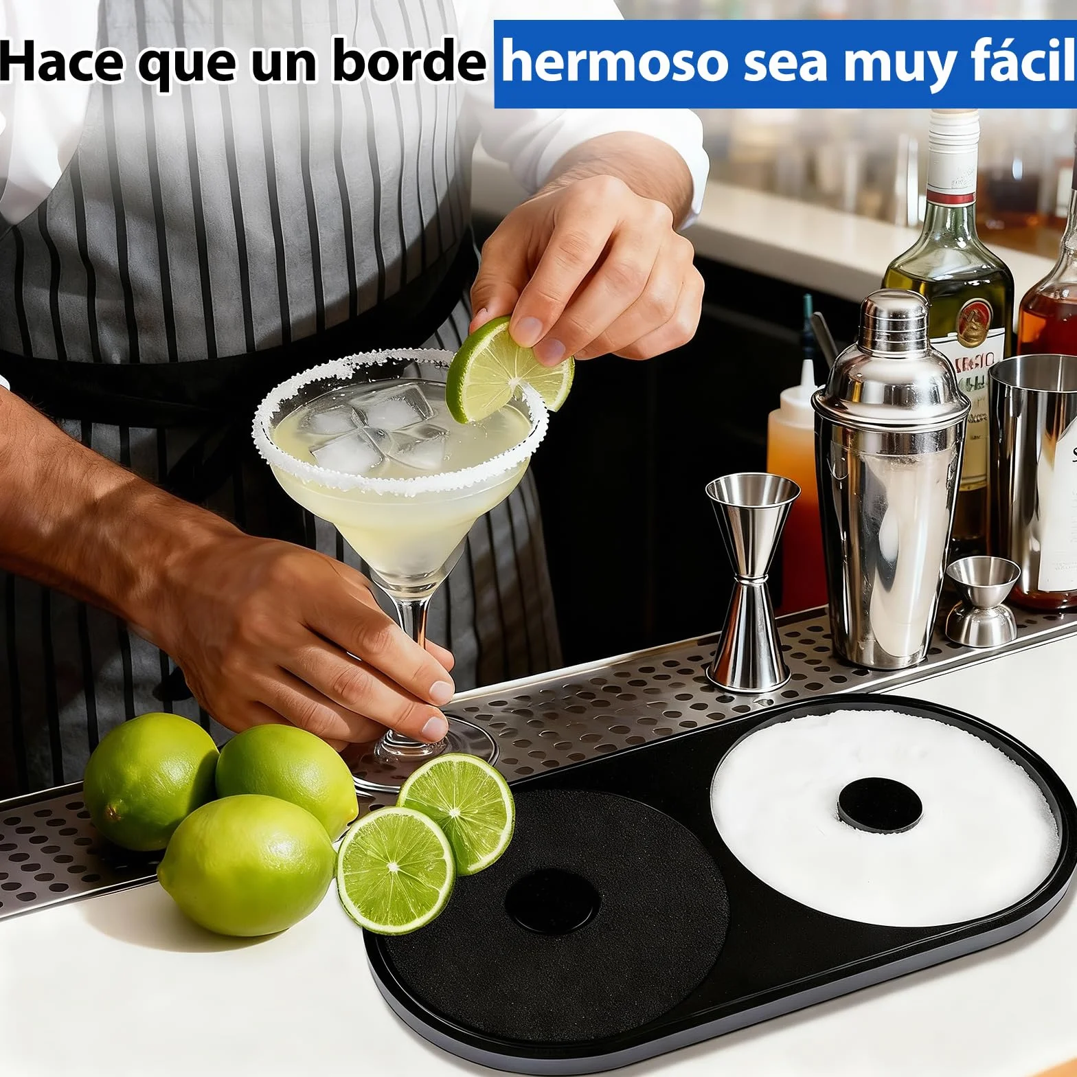 Juego de aplicador de sal y azúcar con esponja 2 en 1 para borde de vaso de cóctel