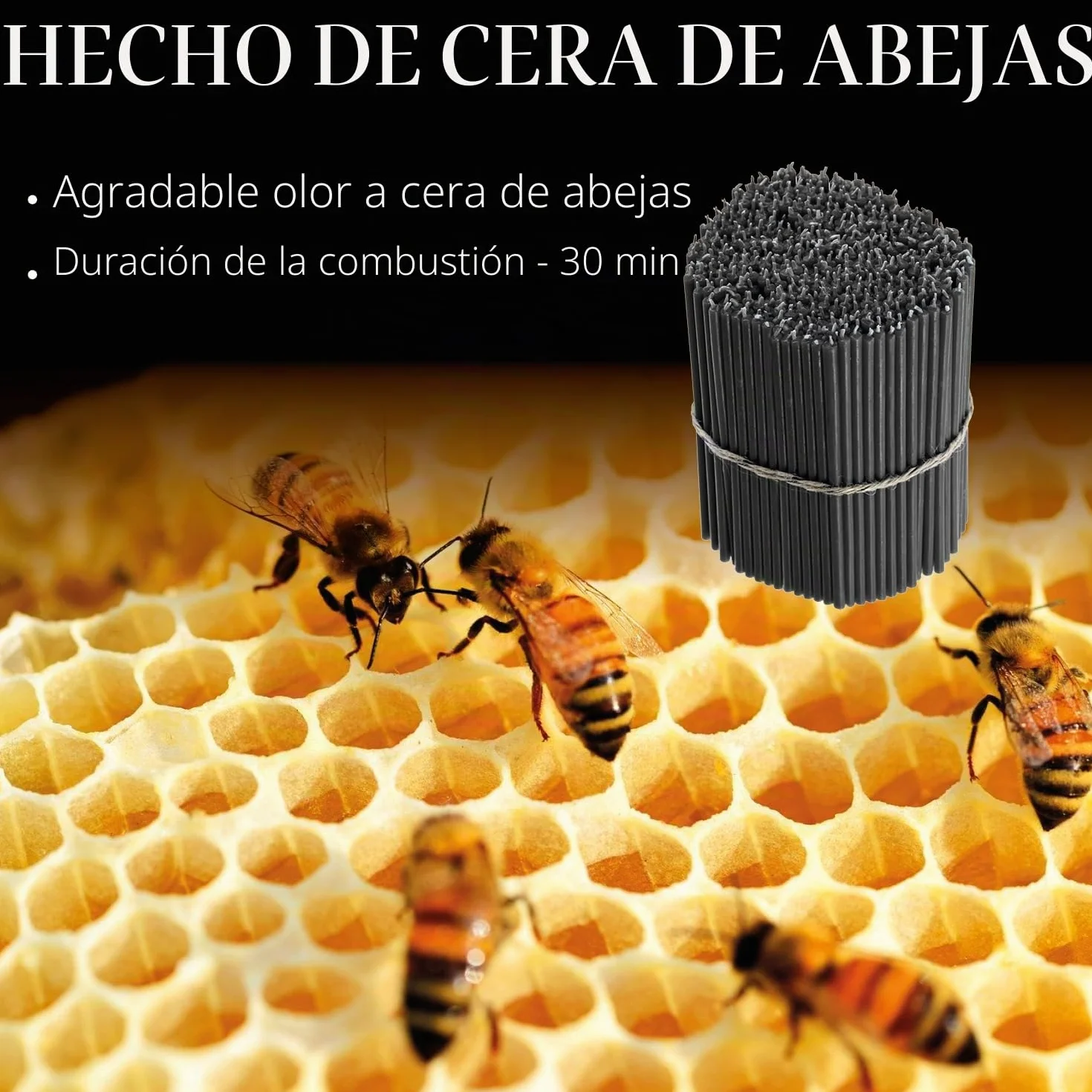 Danilovo Velas de Cera de Abeja Negro 16 cm 50 Unidades
