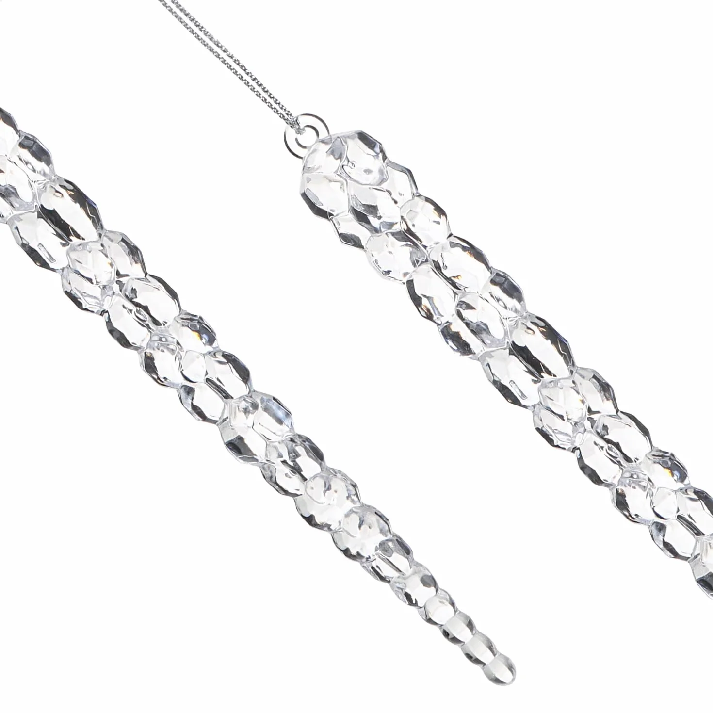 COM-FOUR 12 Colgantes Decorativos para Carámbanos Transparentes de 17,5 cm con Cuerda para Colgar Árbol de Navidad