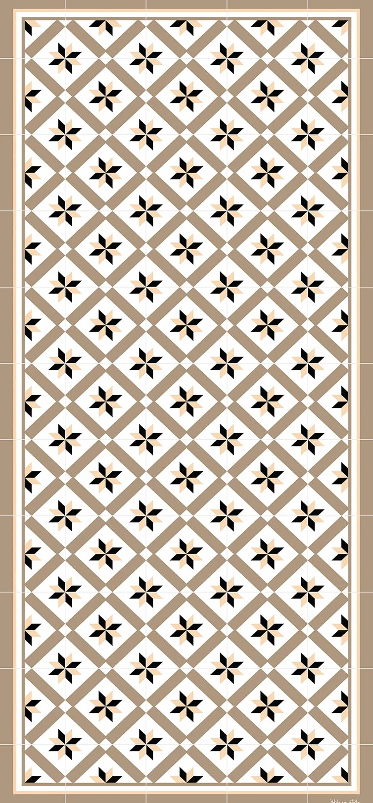 DobleUve Estudio Alfombra Vinílica Hidráulica 24 | Marrón | 65x140 cm | Alfombra Cocina Lavable Antideslizante | Alfombra Vinilica | Suelo Vinílico | Alfombra Vinilo Salón