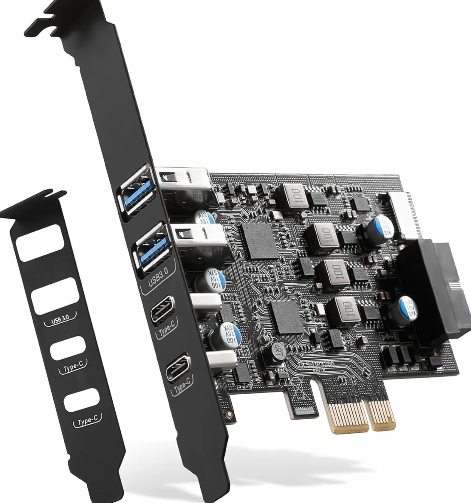Tarjeta de Expansión PCIe USB 3.0 (USB3.2/3.1 Gen 1) Controlador de Puertos USB Internos para PC Soporta Windows 10/8/7/XP