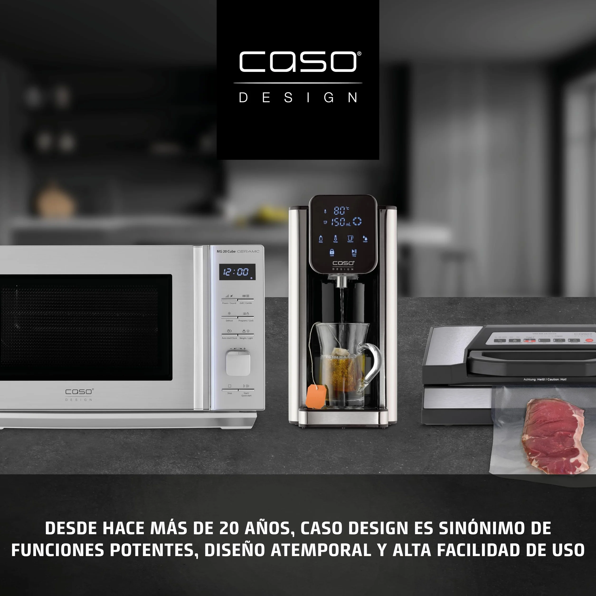 CASO IceChef compacta, máquina de cubitos de hielo para encimera, 1 L tanque, 12 kg/24h