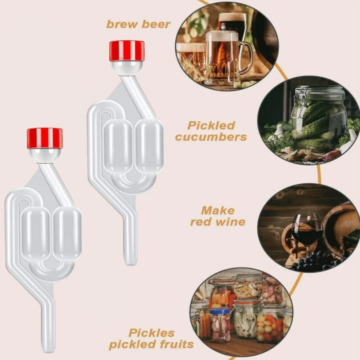 Desagüe de Fermentación Plástico 2 Piezas, Esclusa Hermética para Vino, Cerveza y Chucrut