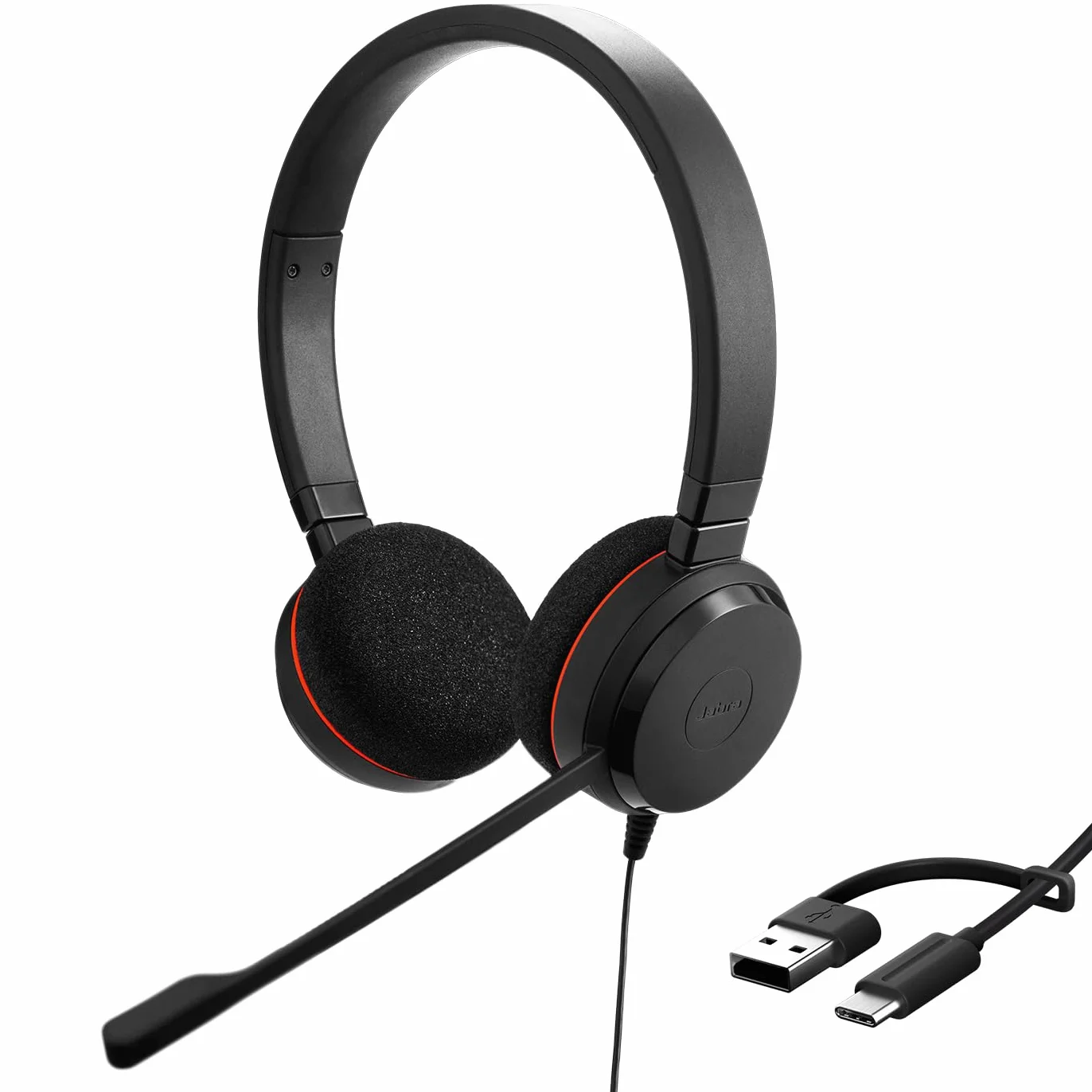Jabra Evolve 20 Auriculares Estéreo con Cable USB-C/A, Negro