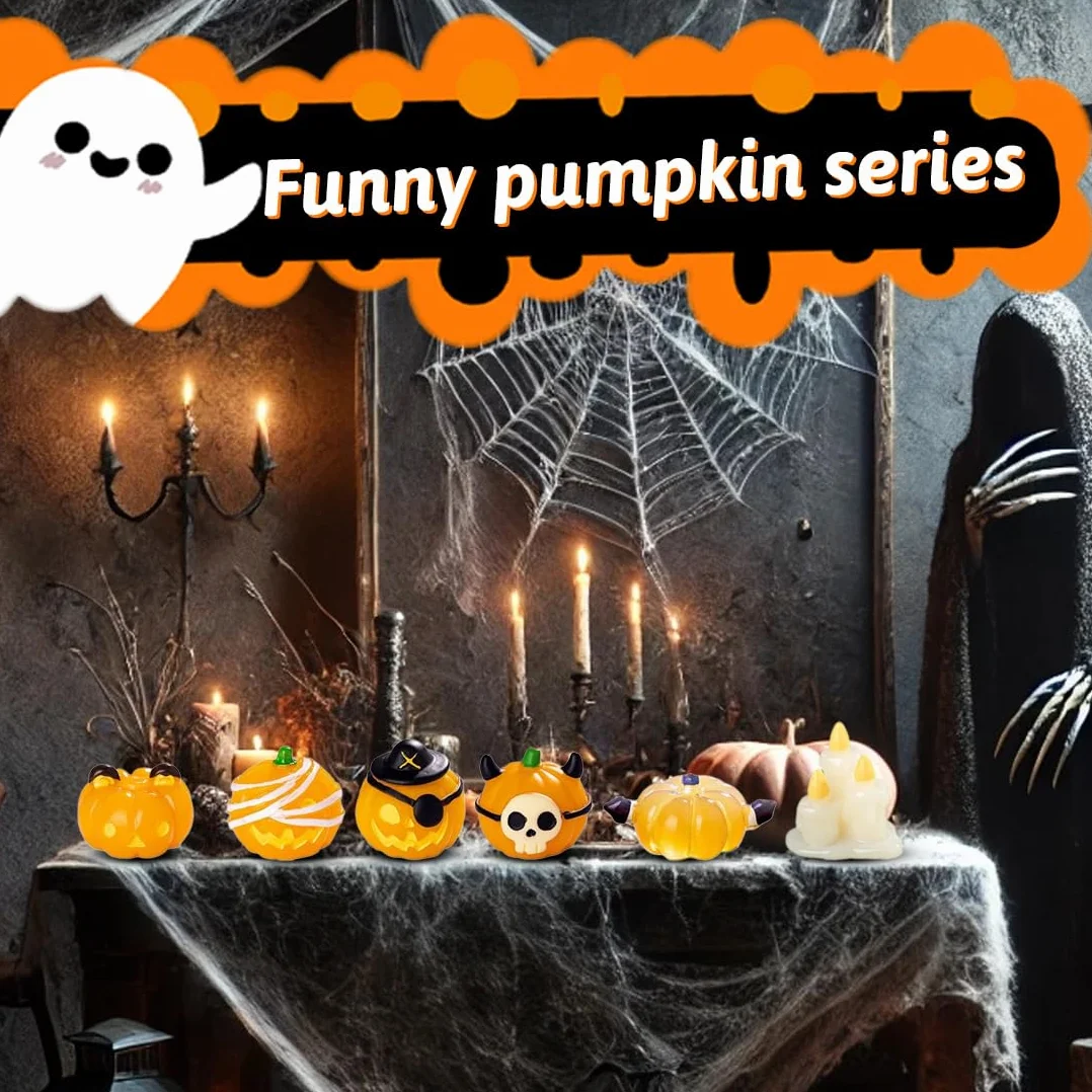 Miniatura Halloween Decoración, Adornos de Resina para Calabaza Figuras, Decoraciones para el Hogar