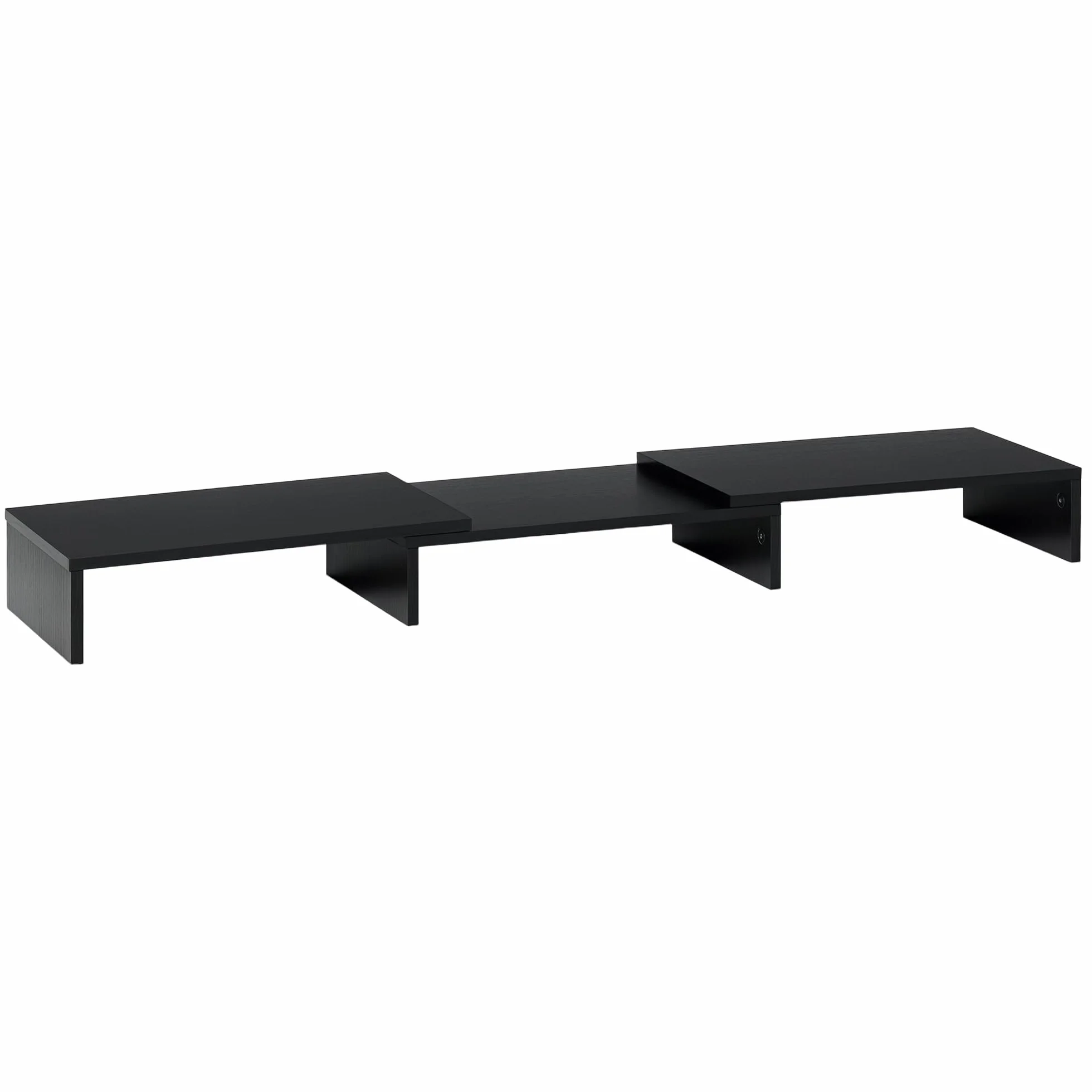 Vinsetto Soporte Elevador para Monitores de Madera Ajustable en Longitud y Ángulo para 2 Pantallas de Ordenador Portátil 80-117x23,5x10 cm Negro