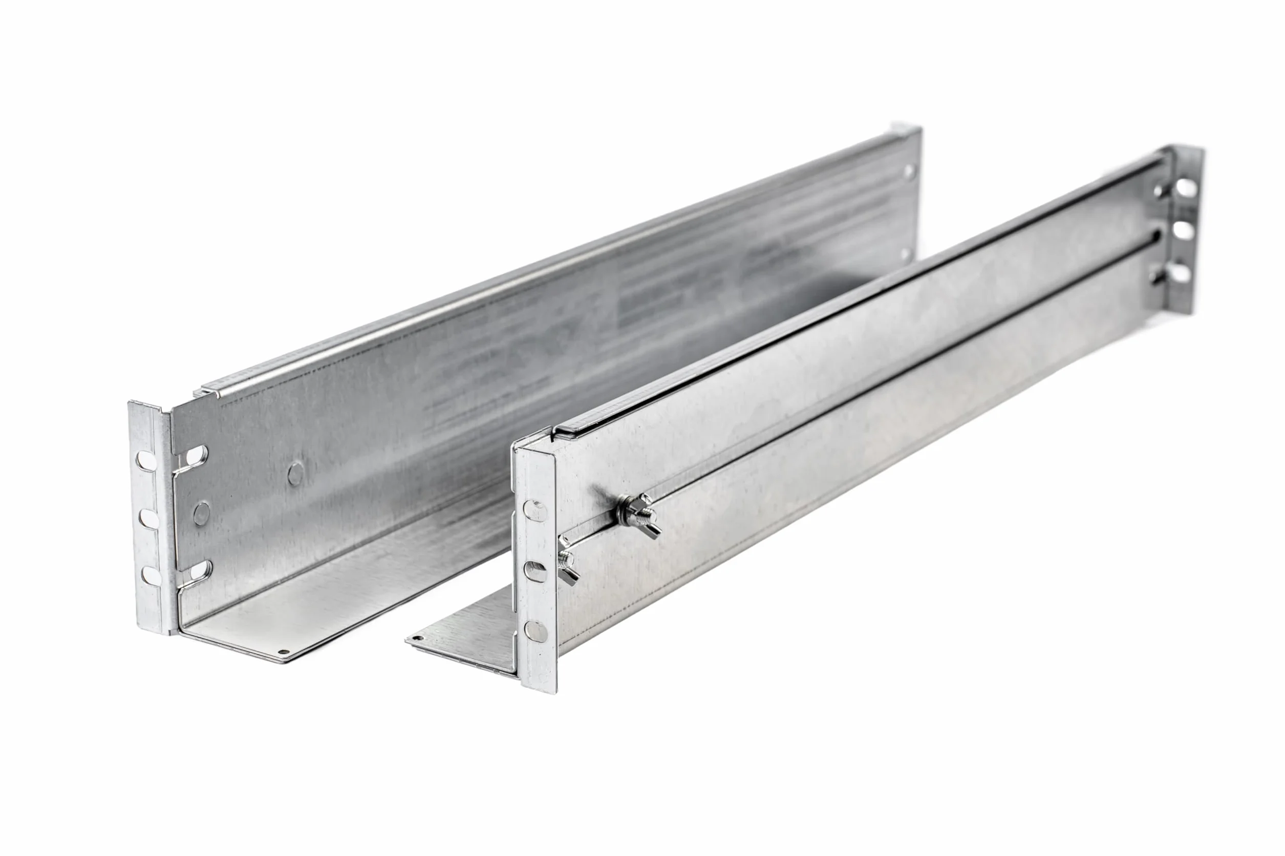 SABAJ M&D Guías Universales Rack 19" 2U, Regulables 575-1050 mm, 80 kg | Acero, norma EIA-310, 4 postes; para armarios de 800-1200 mm de fondo externo; servidores, SAI, switches y audio