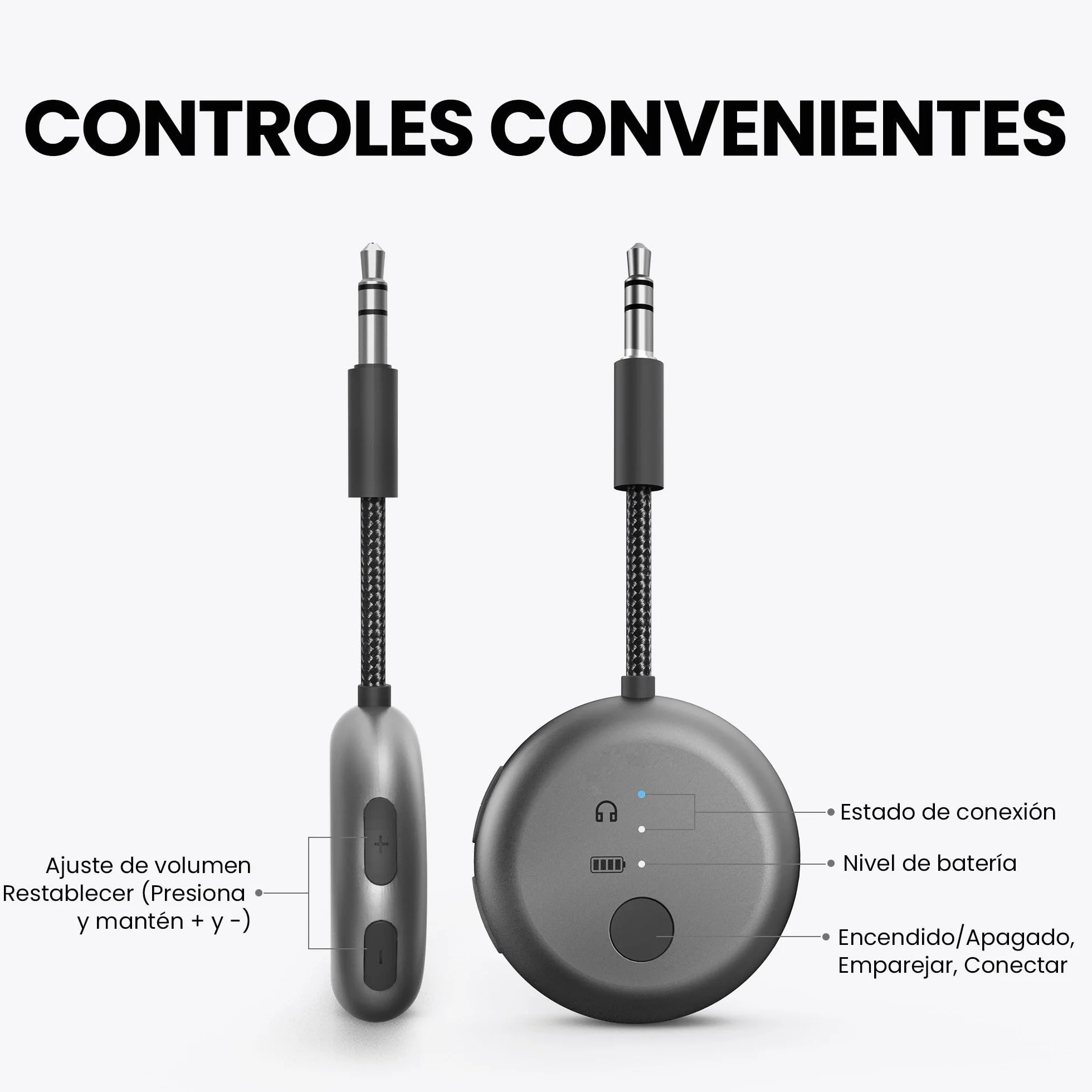 Avantree SoundJet R1 – Adaptador Bluetooth Avión para Auriculares & AirPods, aptX Adaptive, Qualcomm Chipset, 20h de reproducción, Transmisor de Audio Inalámbrico para Viajes - Negro Metálico